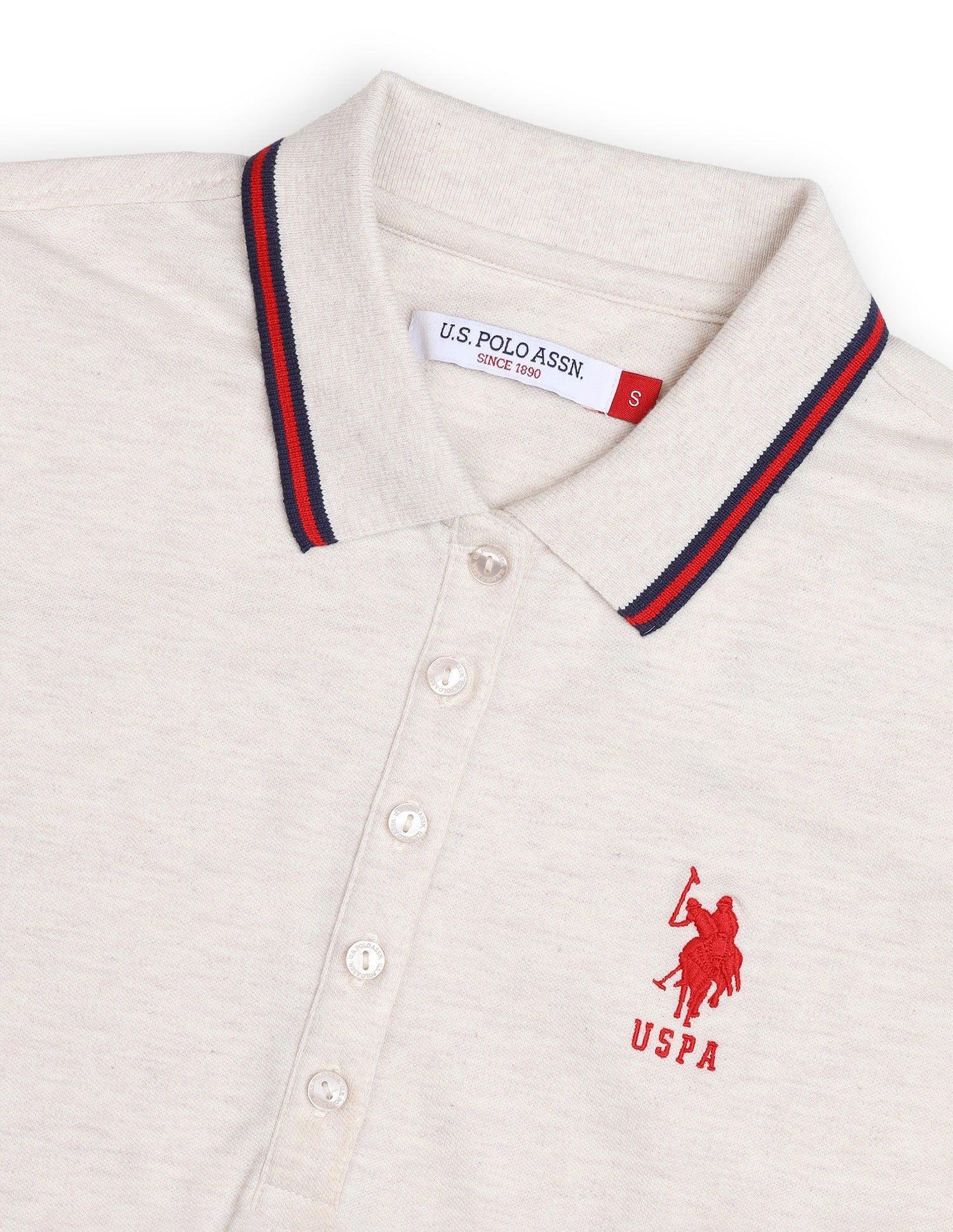 Heathered Regular Fit Polo Shirt Beige - U.S. Polo Assn. India | Large