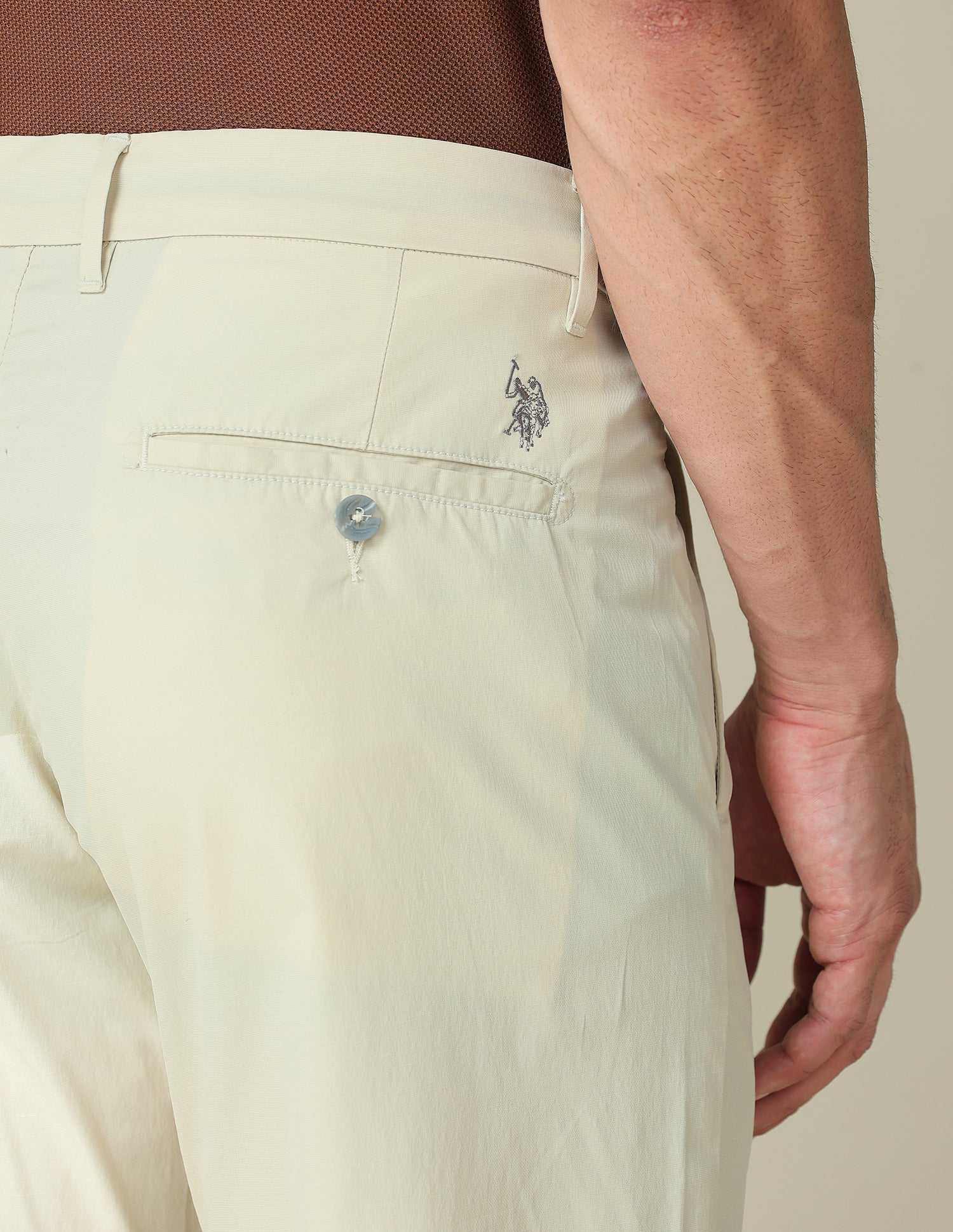 Solid Denver Slim Fit Trousers Stone - U.S. POLO ASSN. | Large