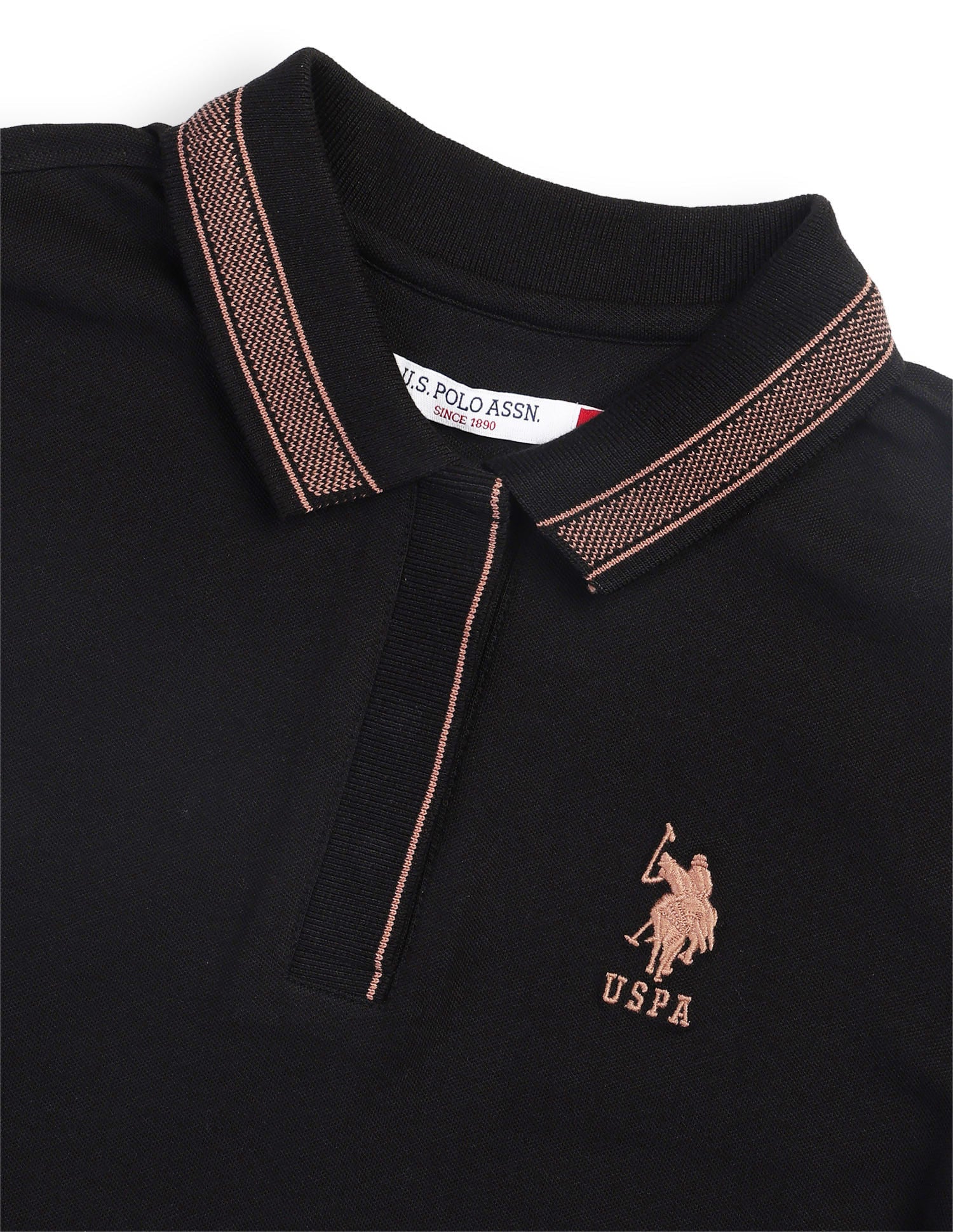 Regular Fit Solid Polo Shirt Black - U.S. Polo Assn. India | Large