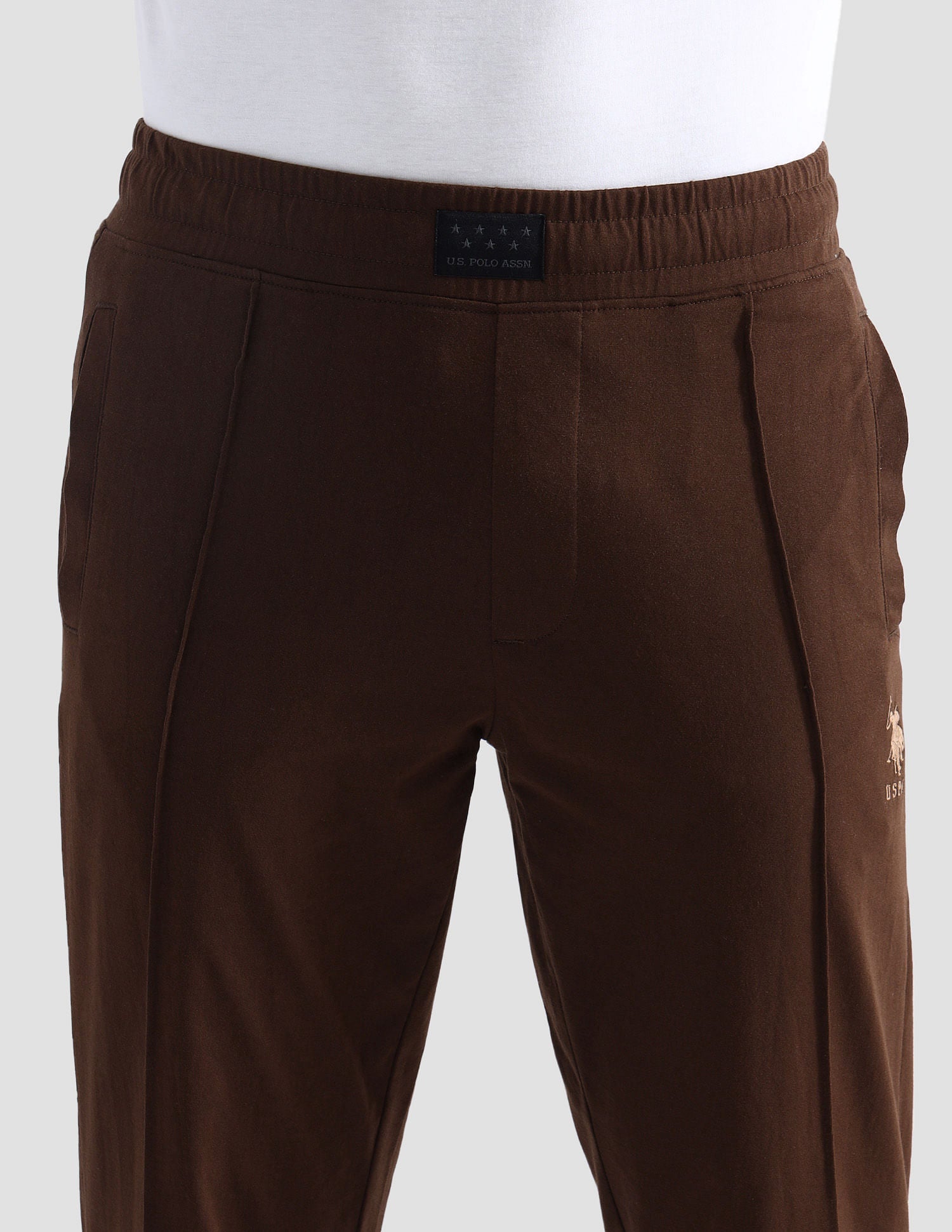 Solid Comfort Fit OJ006 Lounge Joggers - Pack Of 1 Brown Tint - U.S. POLO ASSN. | Large