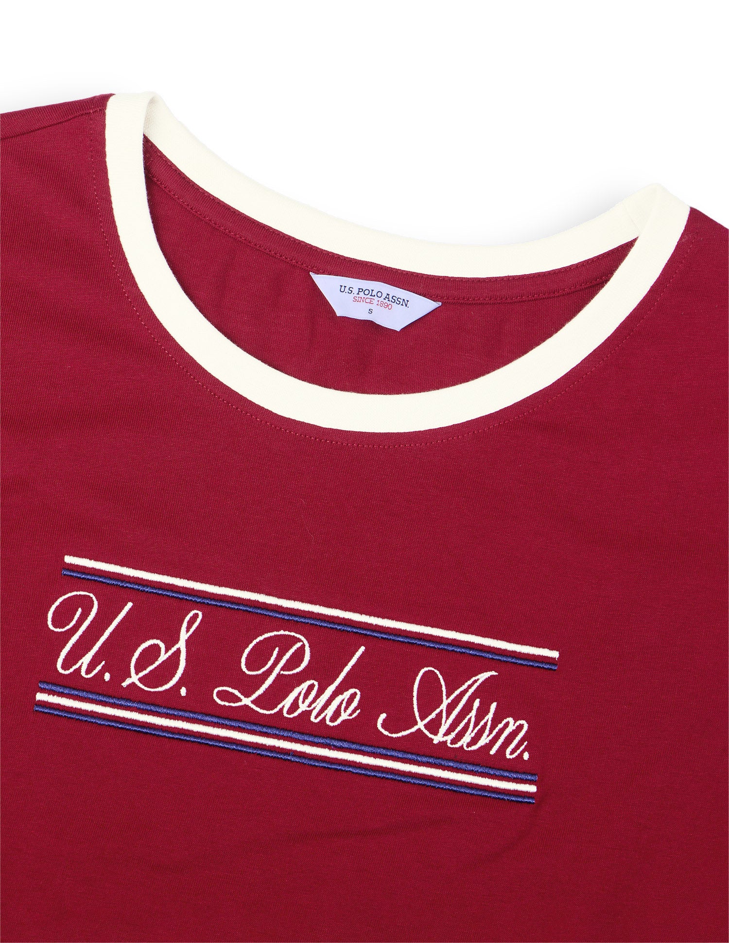 Brand Embroidered Regular Fit T-Shirt Dark Red - U.S. Polo Assn. India | Large