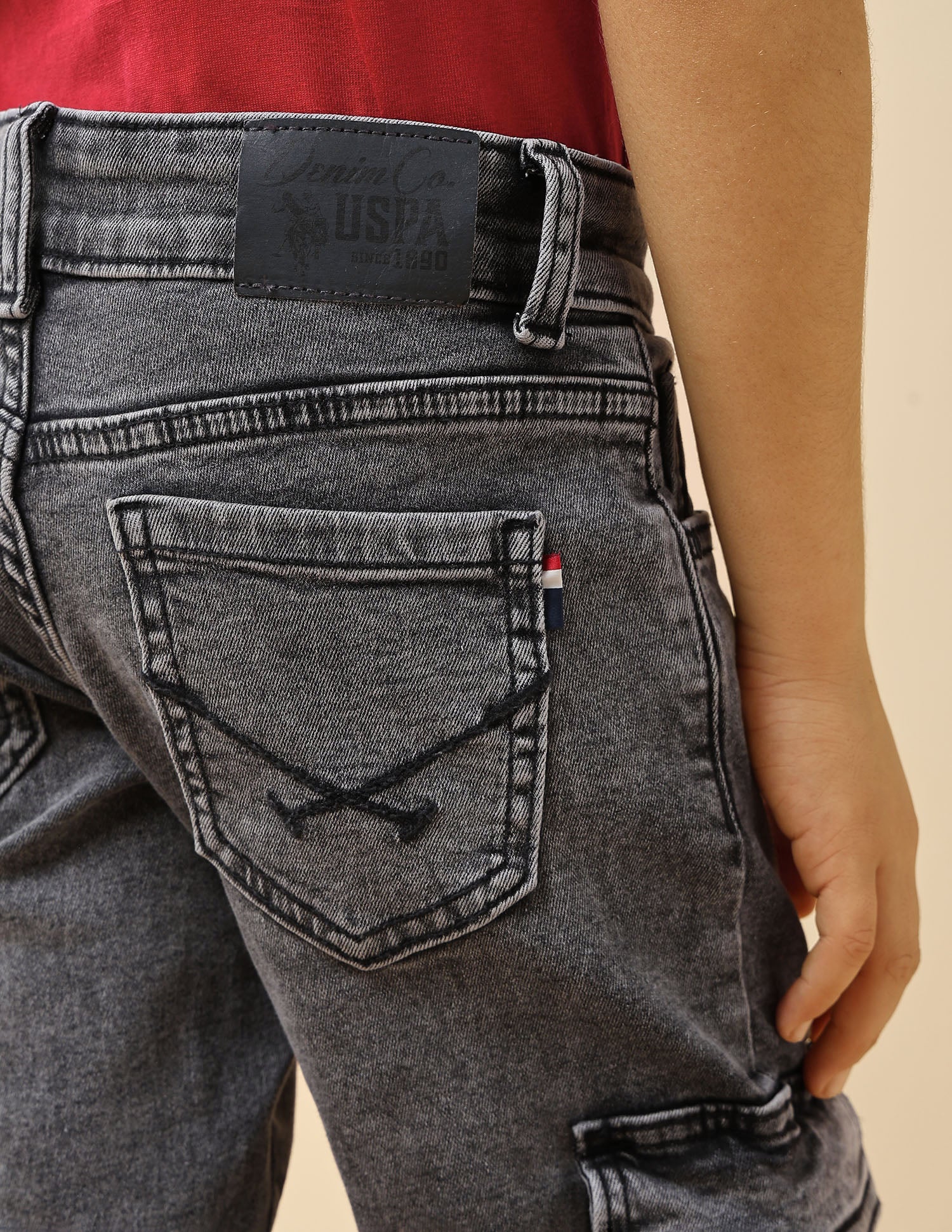 Boys Relaxed Fit Cargo Jeans Grey - U.S. POLO ASSN. | Large