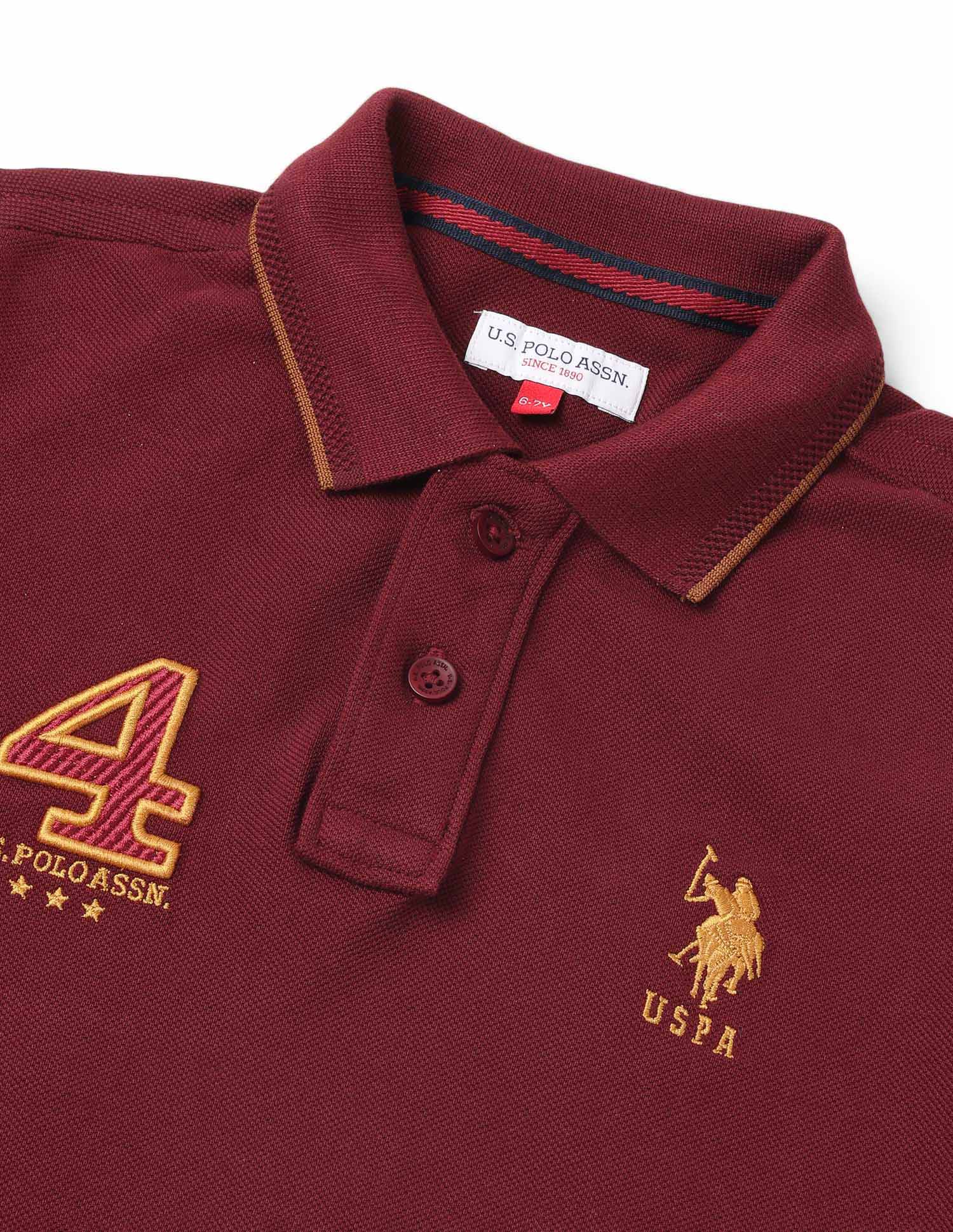 Boys Brand Appliqued Regular Fit Polo Shirt Burgundy - U.S. POLO ASSN. | Large