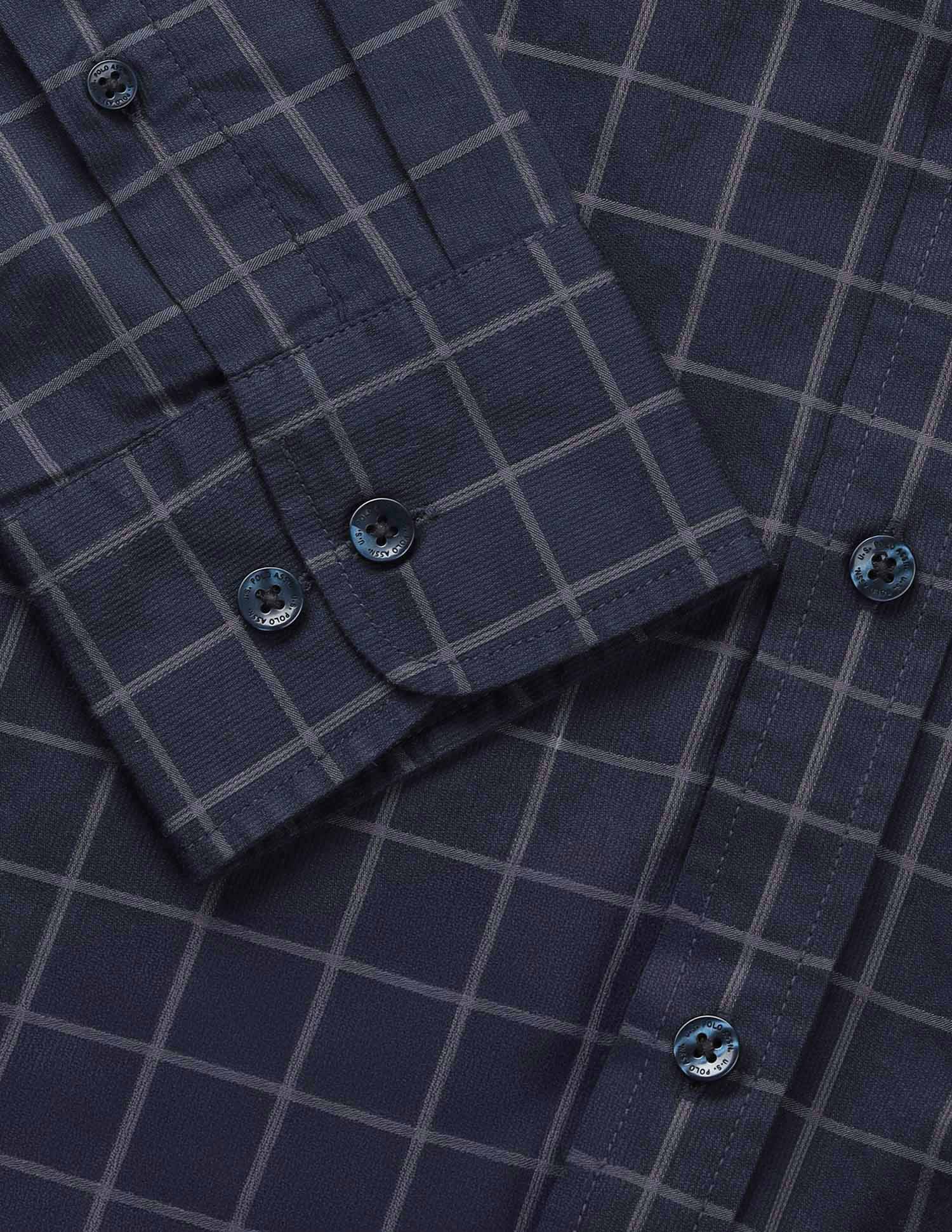 Windowpane Checked Tailored Fit Shirt Navy - U.S. Polo Assn. India | Large