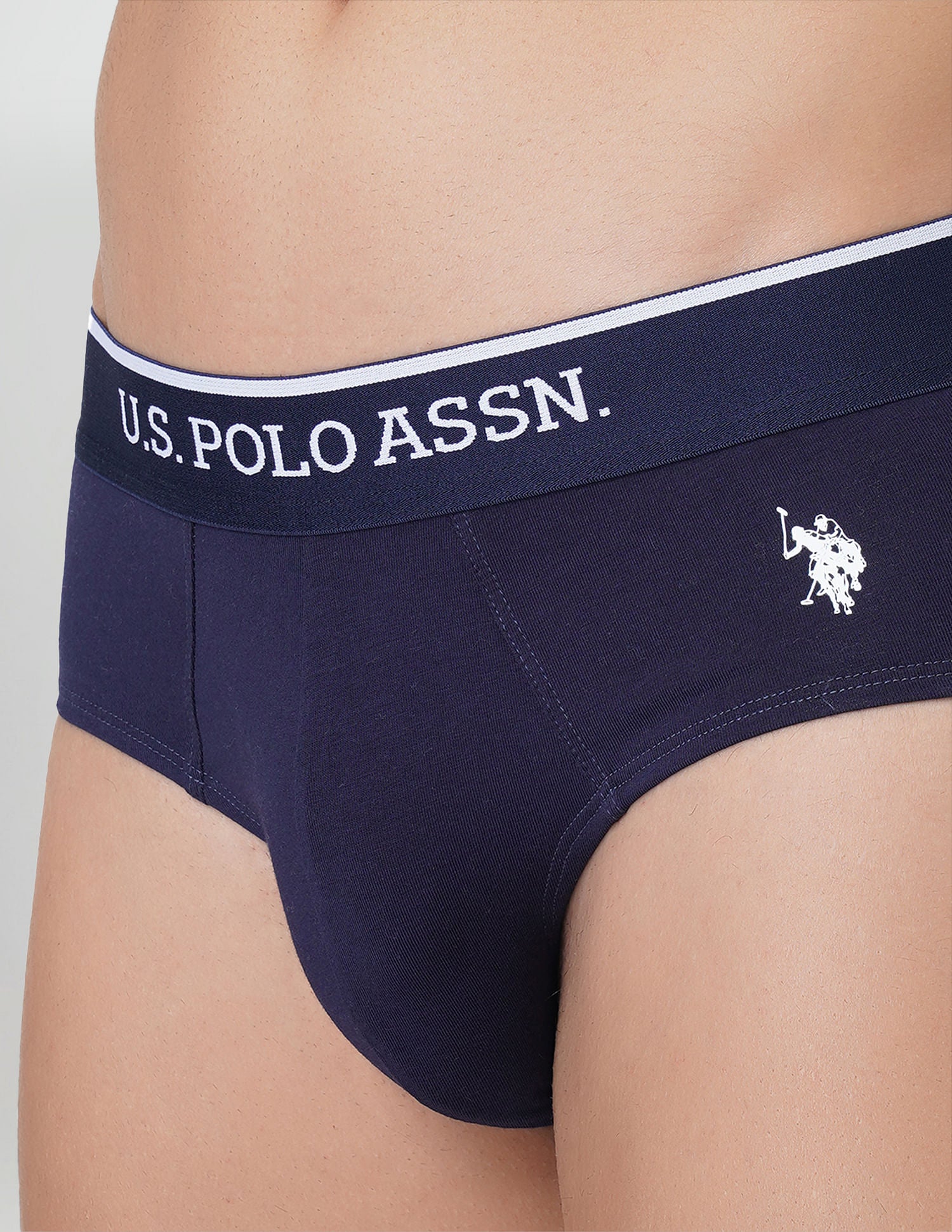 Cotton Stretch Antibacterial EB004 Briefs - Pack Of 2 Navy and Red - U.S. POLO ASSN. | Large