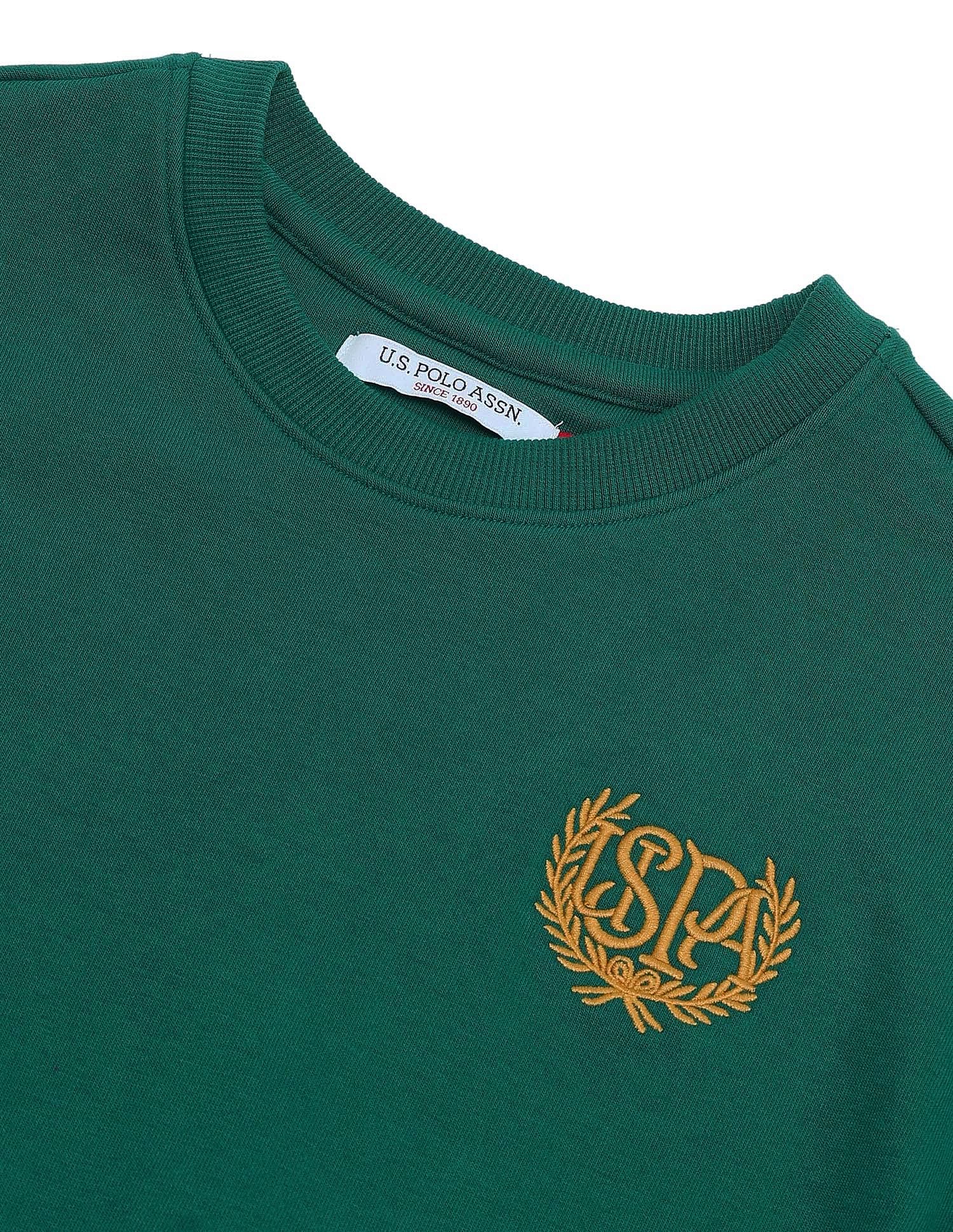Crew Neck Logo Embroidered Sweatshirt Dark Green - U.S. POLO ASSN. | Large