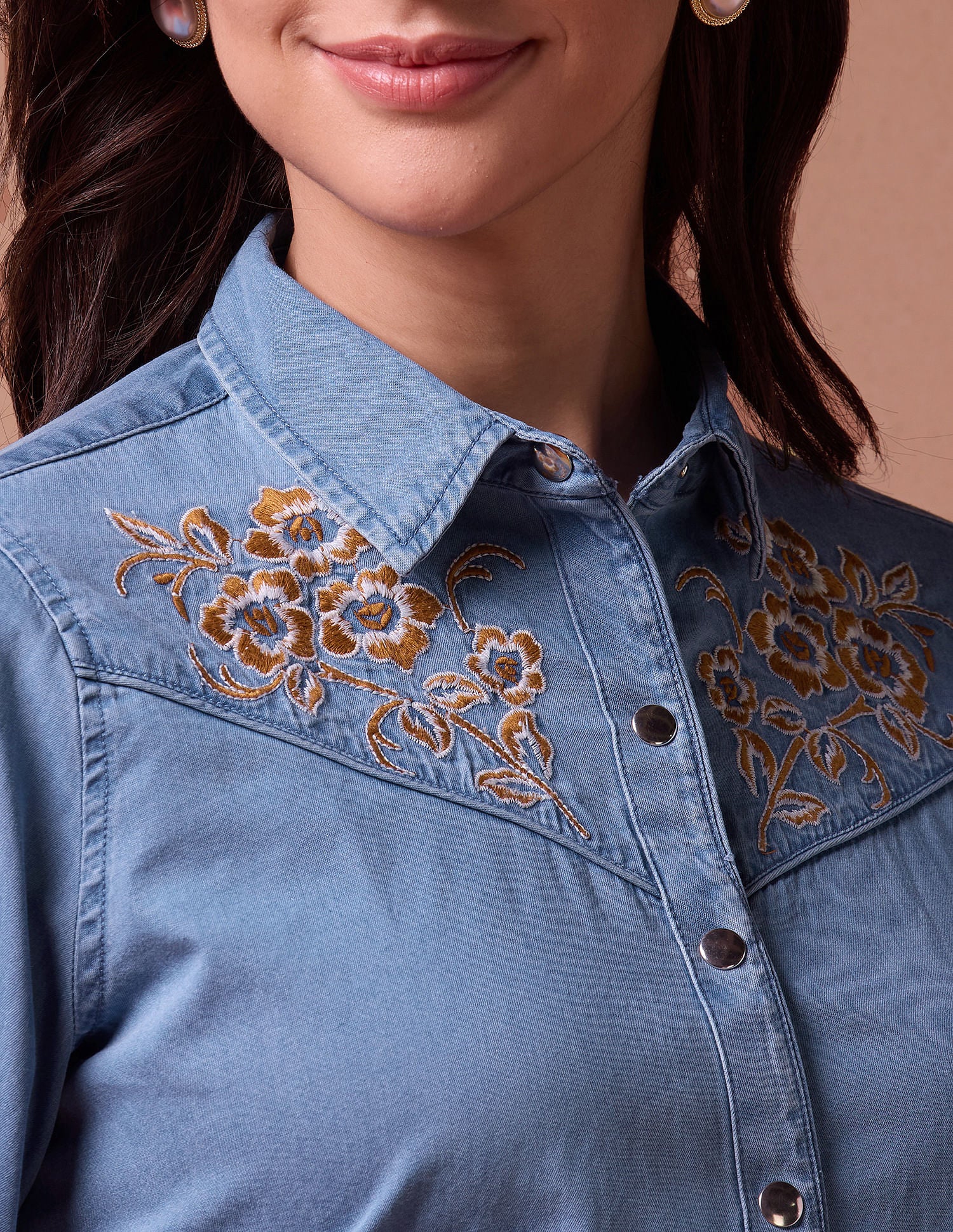 Embroidered Yoke Denim Shirt Blue - U.S. POLO ASSN. | Large