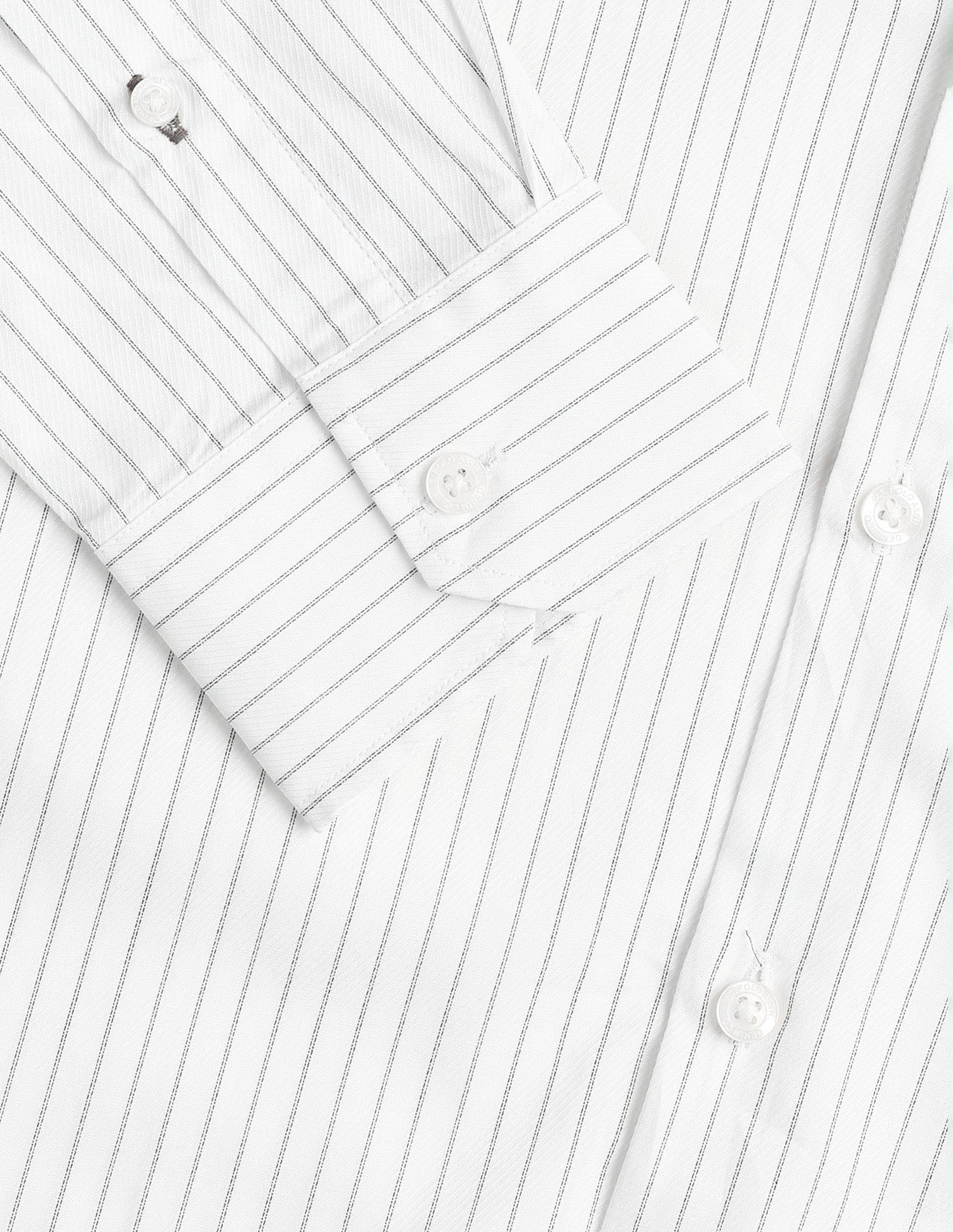 Self Design Vertical Striped Black & Gold Shirt White - U.S. Polo Assn. India | Large