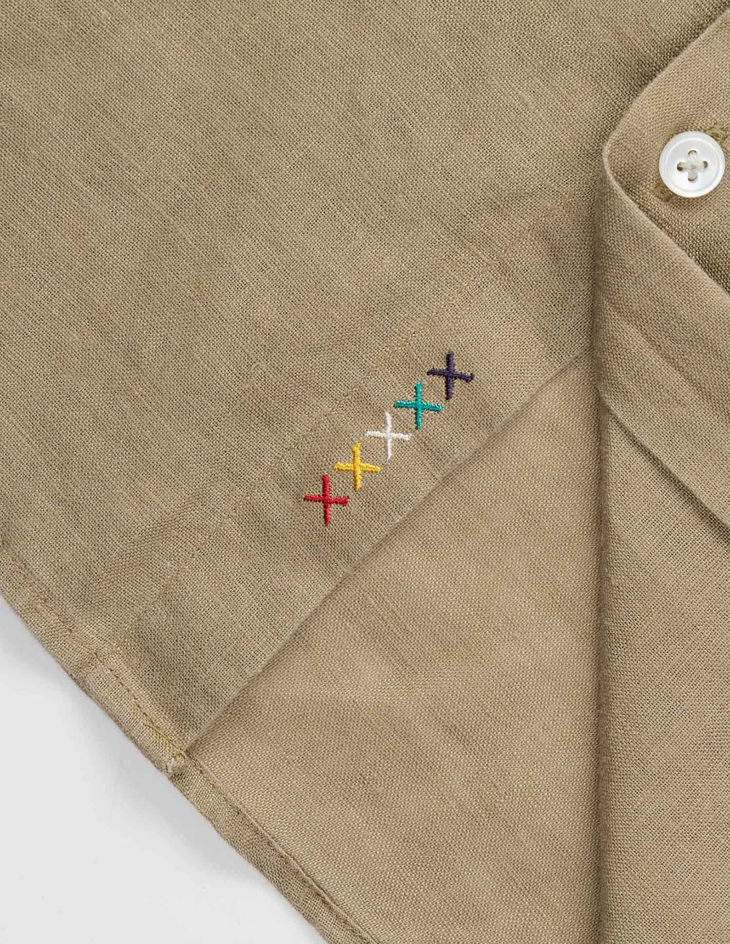 Pacho X Tailored Fit Pure Linen Shirt Khaki - U.S. POLO ASSN. | Large