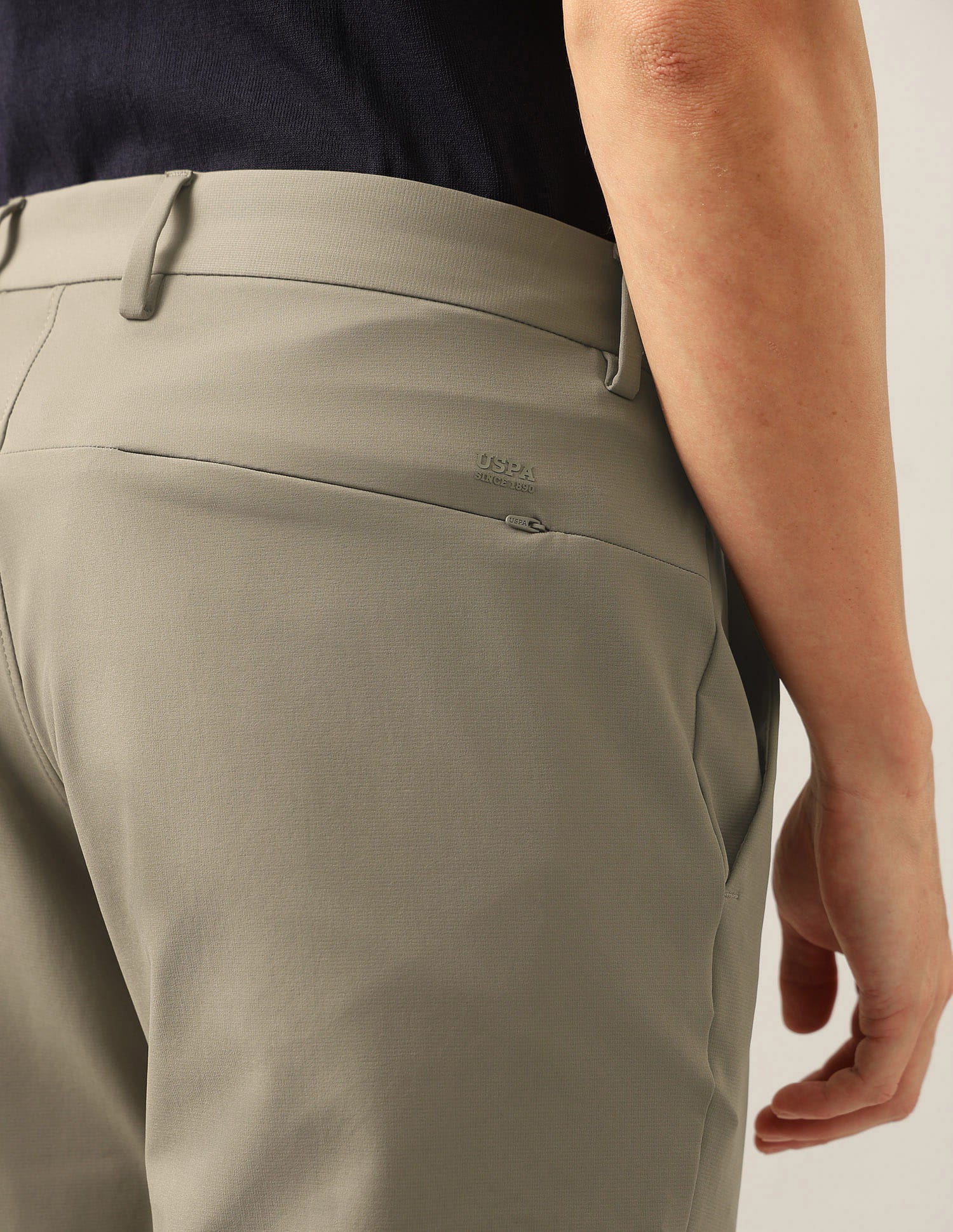 Denver Slim Fit Mid Rise Trousers Beige - U.S. Polo Assn. India | Large