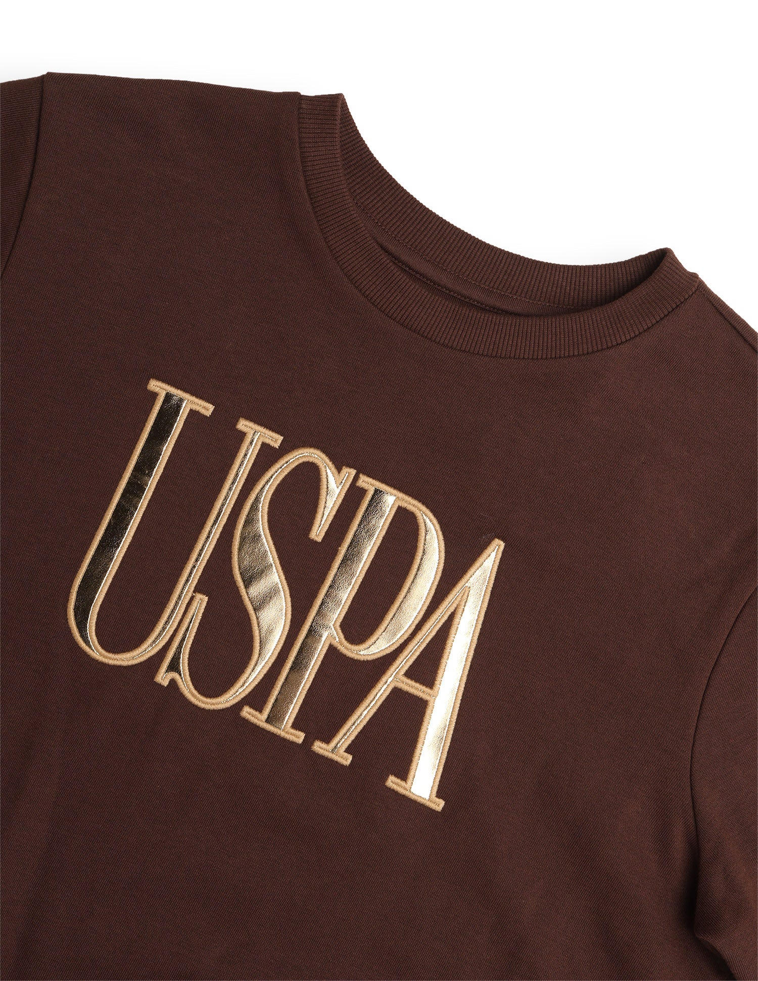 Metallic Brand Embossed Regular Fit Sweatshirt Brown - U.S. Polo Assn. India | Large