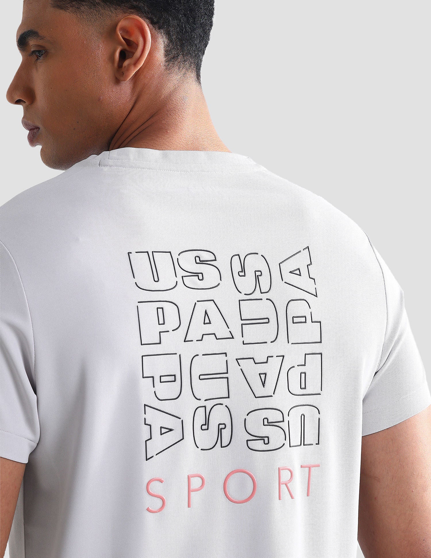 Rear Typographic Print Slim Fit T-Shirt Grey - U.S. Polo Assn. India | Large
