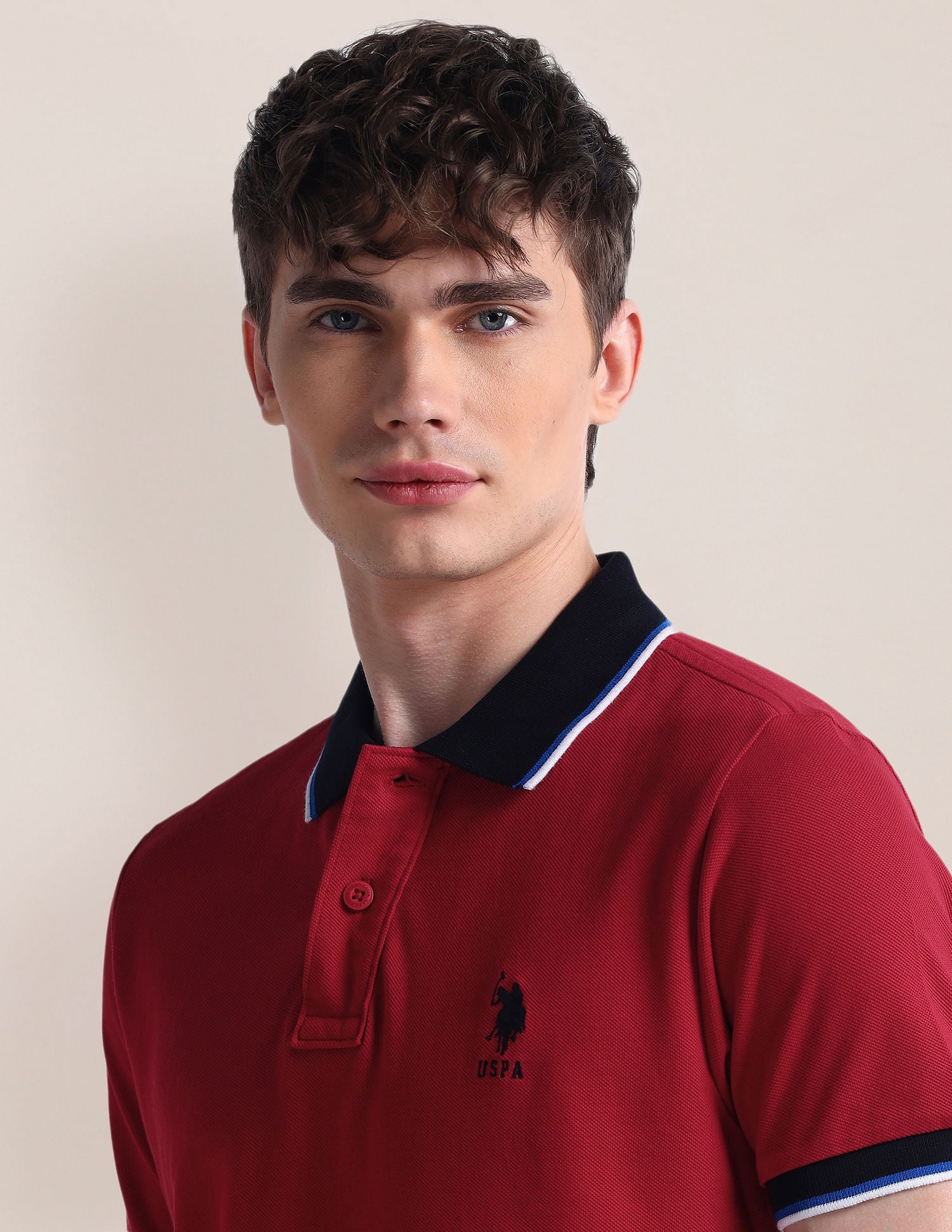 Solid Pure Cotton Polo Shirt Red - U.S. POLO ASSN. | Large