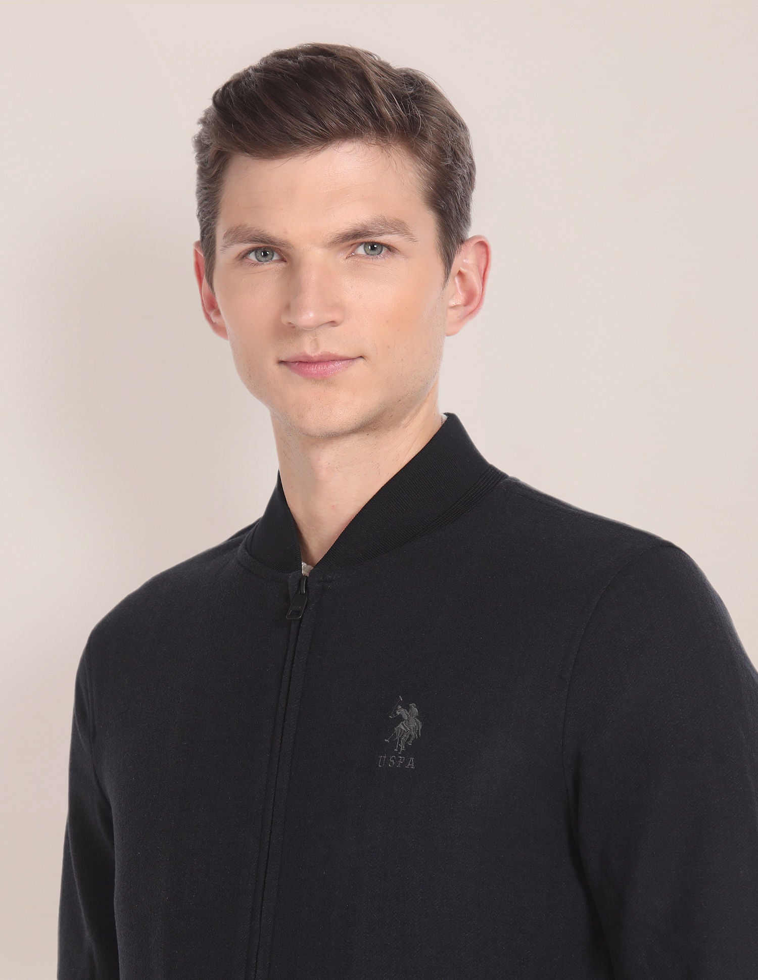 Knitted Bomber Jacket Black - U.S. Polo Assn. India | Large