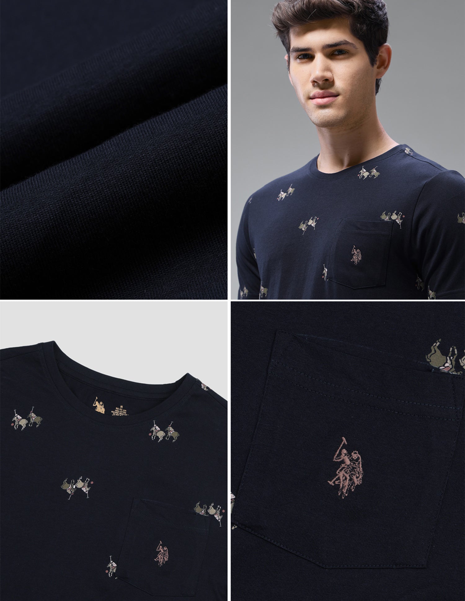 Graphic Brand Printed Regular Fit Loungewear T-Shirt Navy - U.S. Polo Assn. India | Large