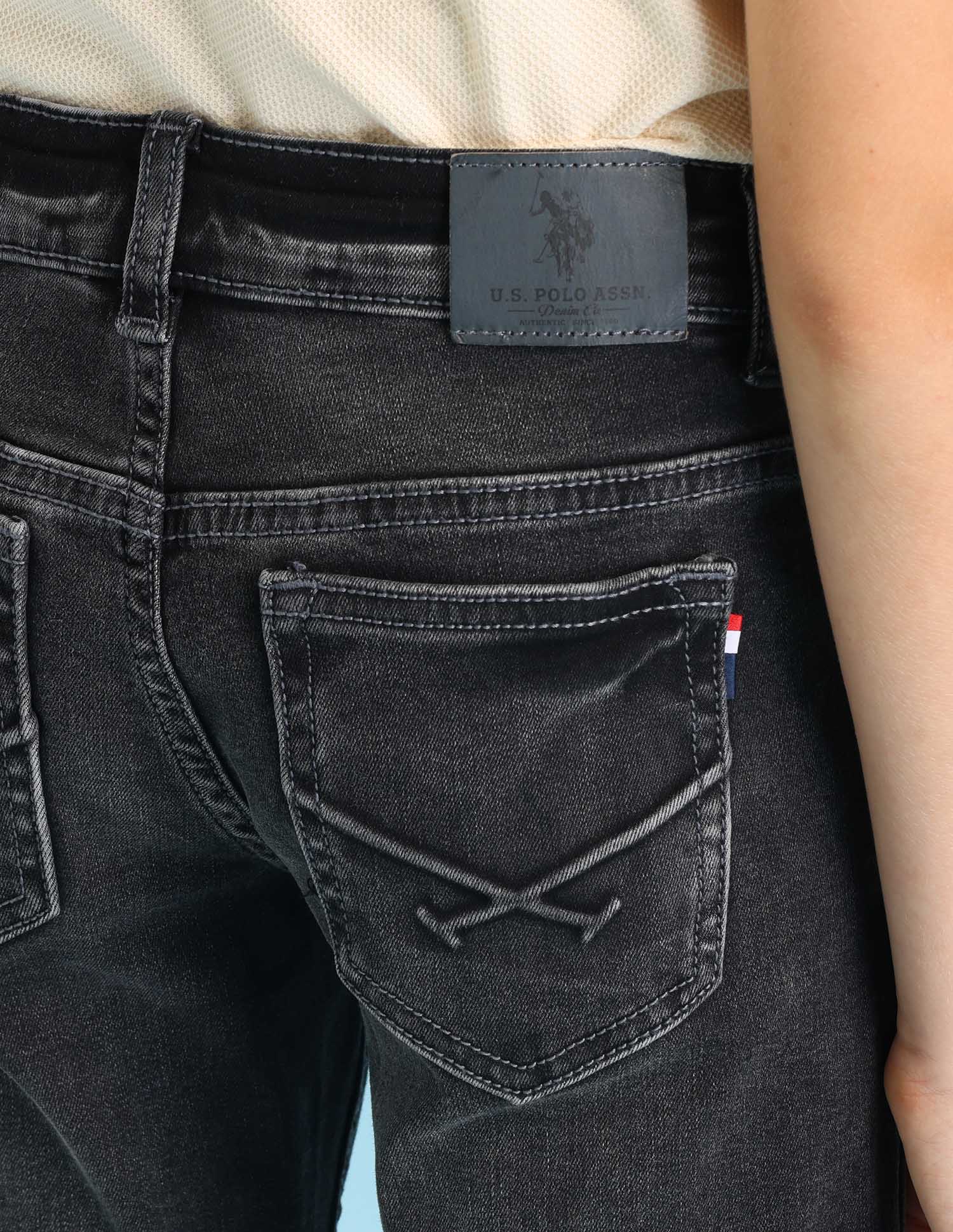 Boys Mid Rise Slim Fit Jeans Black - U.S. POLO ASSN. | Large