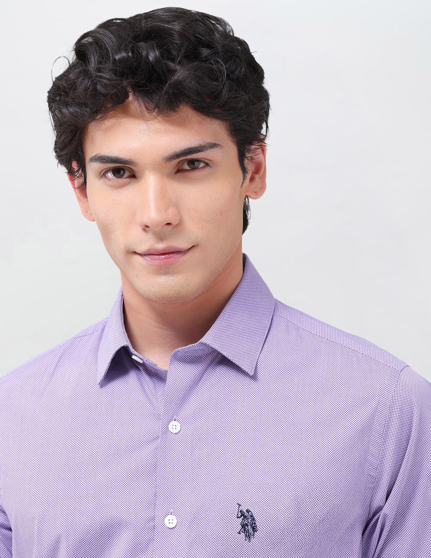 All-Over Micro Printed Poplin Shirt Lavender - U.S. Polo Assn. India | Large