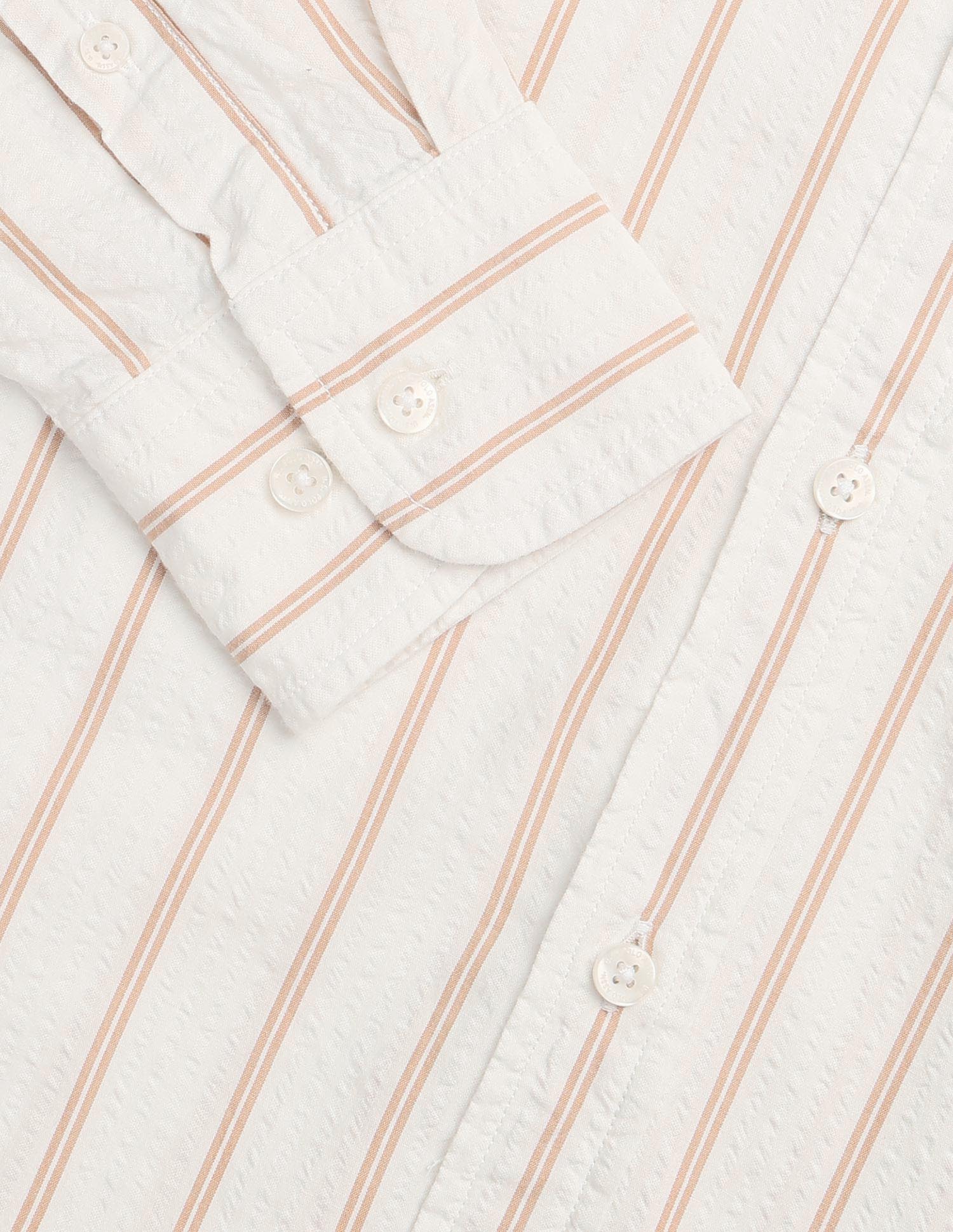 Vertical Striped Seersucker Shirt Off-White - U.S. Polo Assn. India | Large