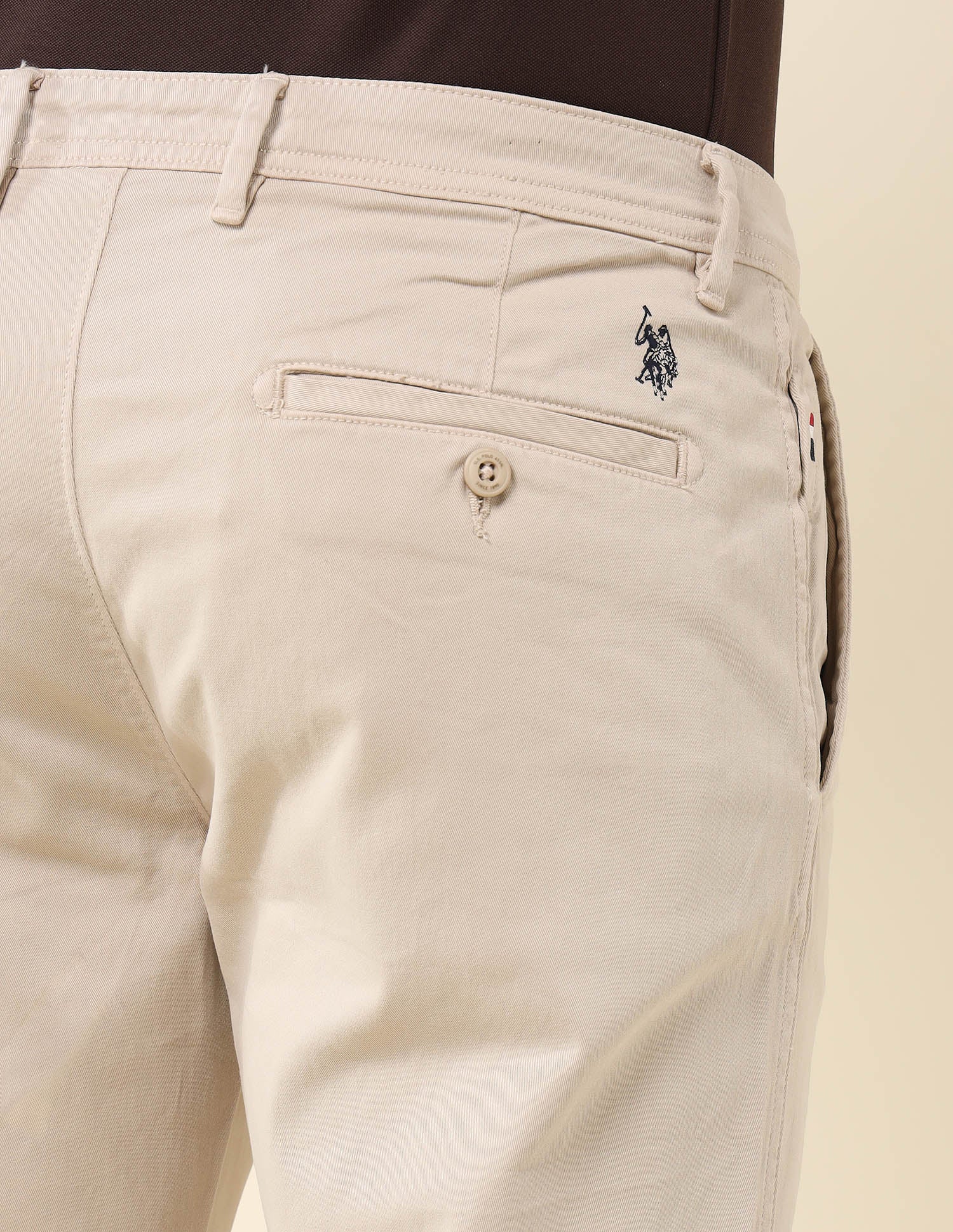 Austin Slim Fit Twill Trousers Beige - U.S. Polo Assn. India | Large