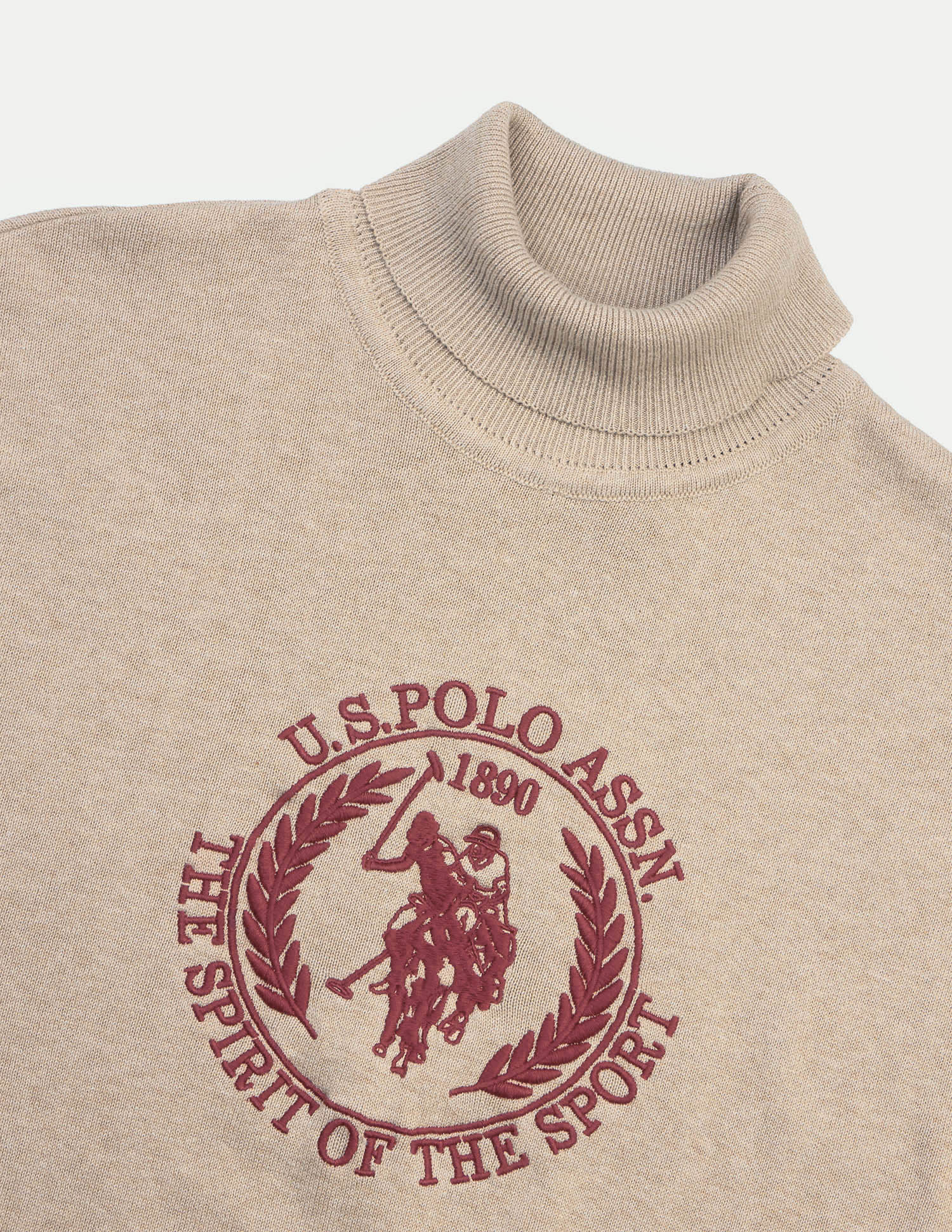 Brand Embroidered Relaxed Fit Sweater Beige - U.S. Polo Assn. India | Large