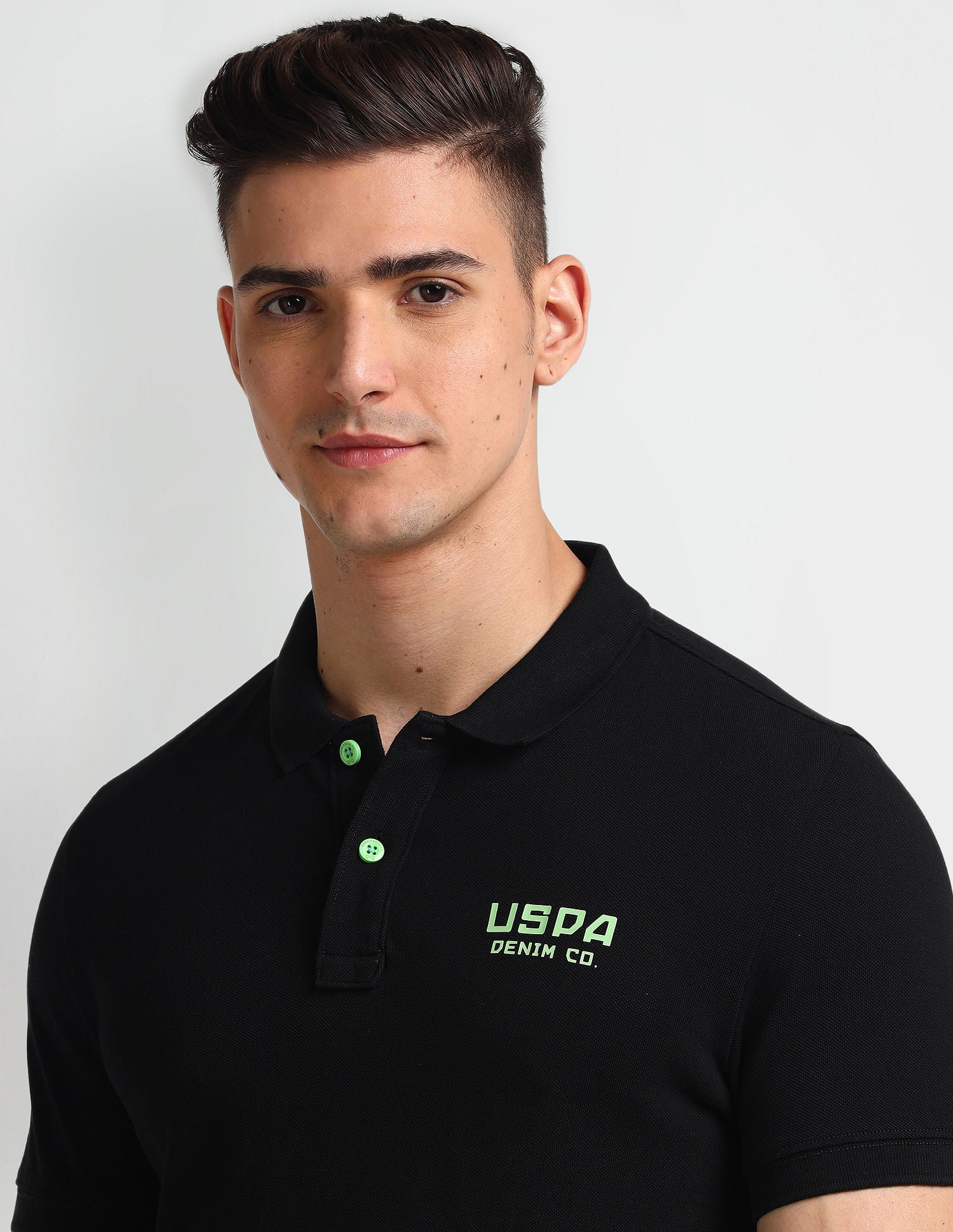Solid Muscle Fit Polo Shirt Black - U.S. Polo Assn. India | Large