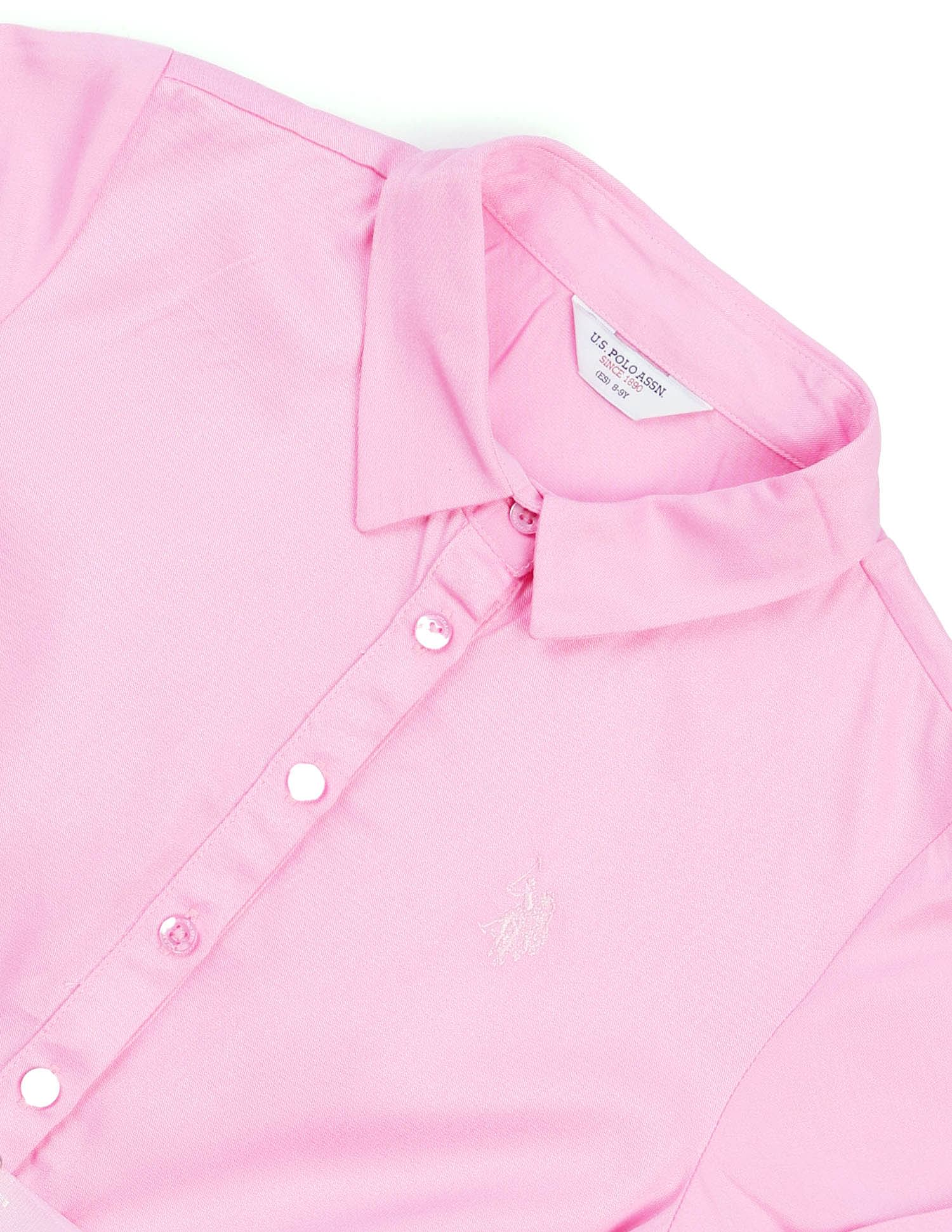 Girls Satin Shirt Dress Light Pink - U.S. POLO ASSN. | Large