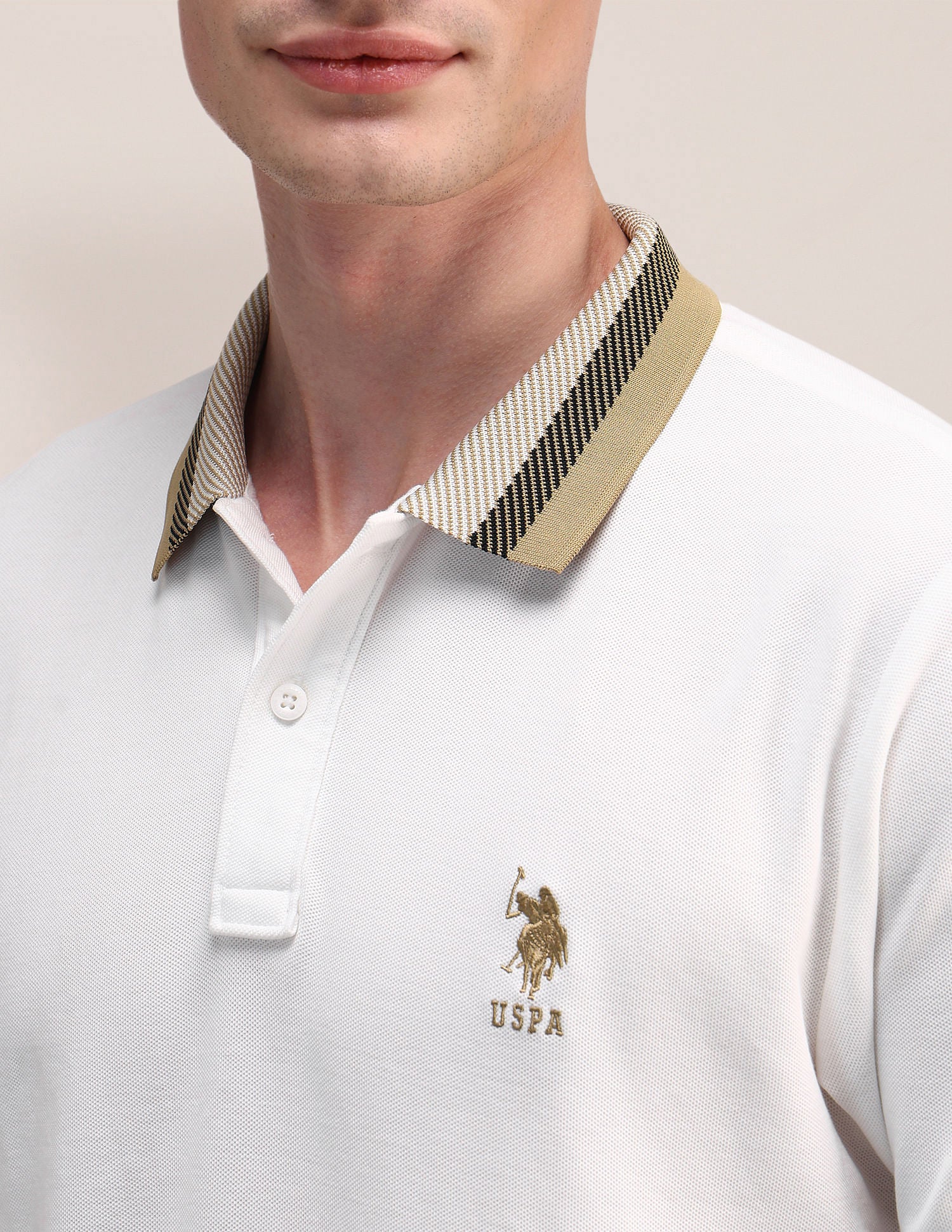 Slim Fit Cotton Polo Shirt White - U.S. POLO ASSN. | Large