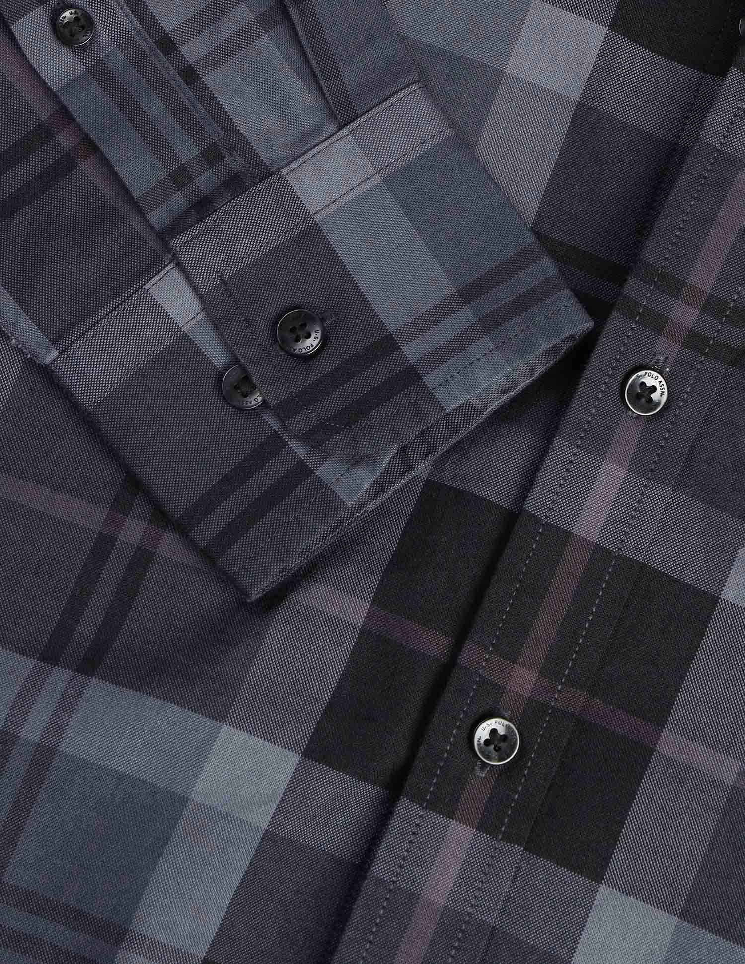 Tartan Checked Pure Cotton Shirt Dark Grey - U.S. Polo Assn. India | Large
