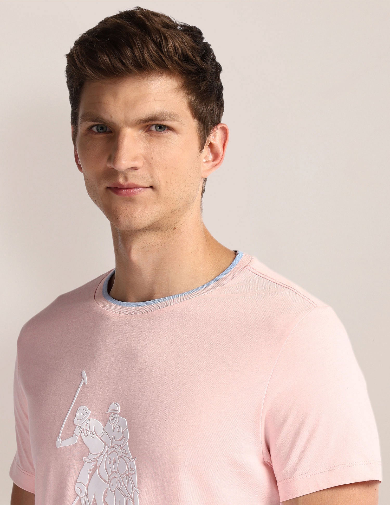 Brand Print Slim T-Shirt Light Pink - U.S. POLO ASSN. | Large