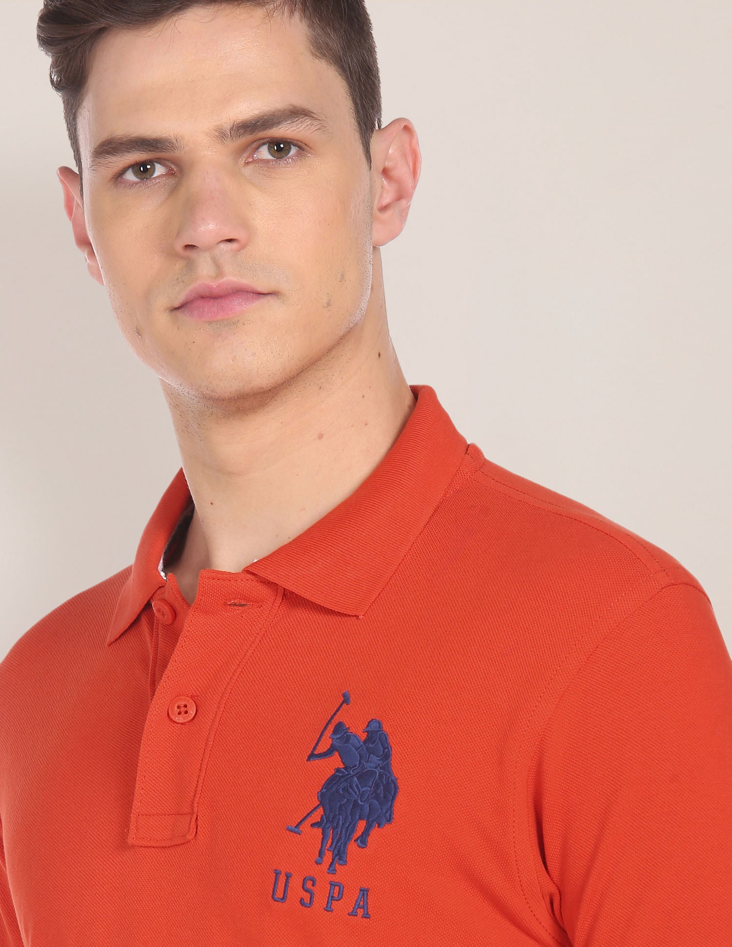 Compact Cotton Logo Polo Shirt Dark Orange - U.S. POLO ASSN. | Large