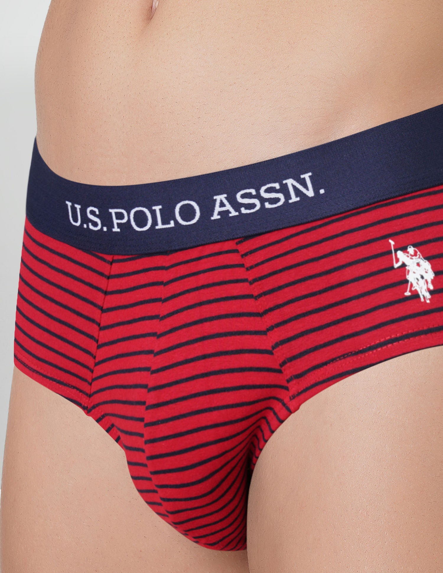 Striped Antibacterial EB005 Briefs - Pack Of 2 Green and Red - U.S. POLO ASSN. | Large