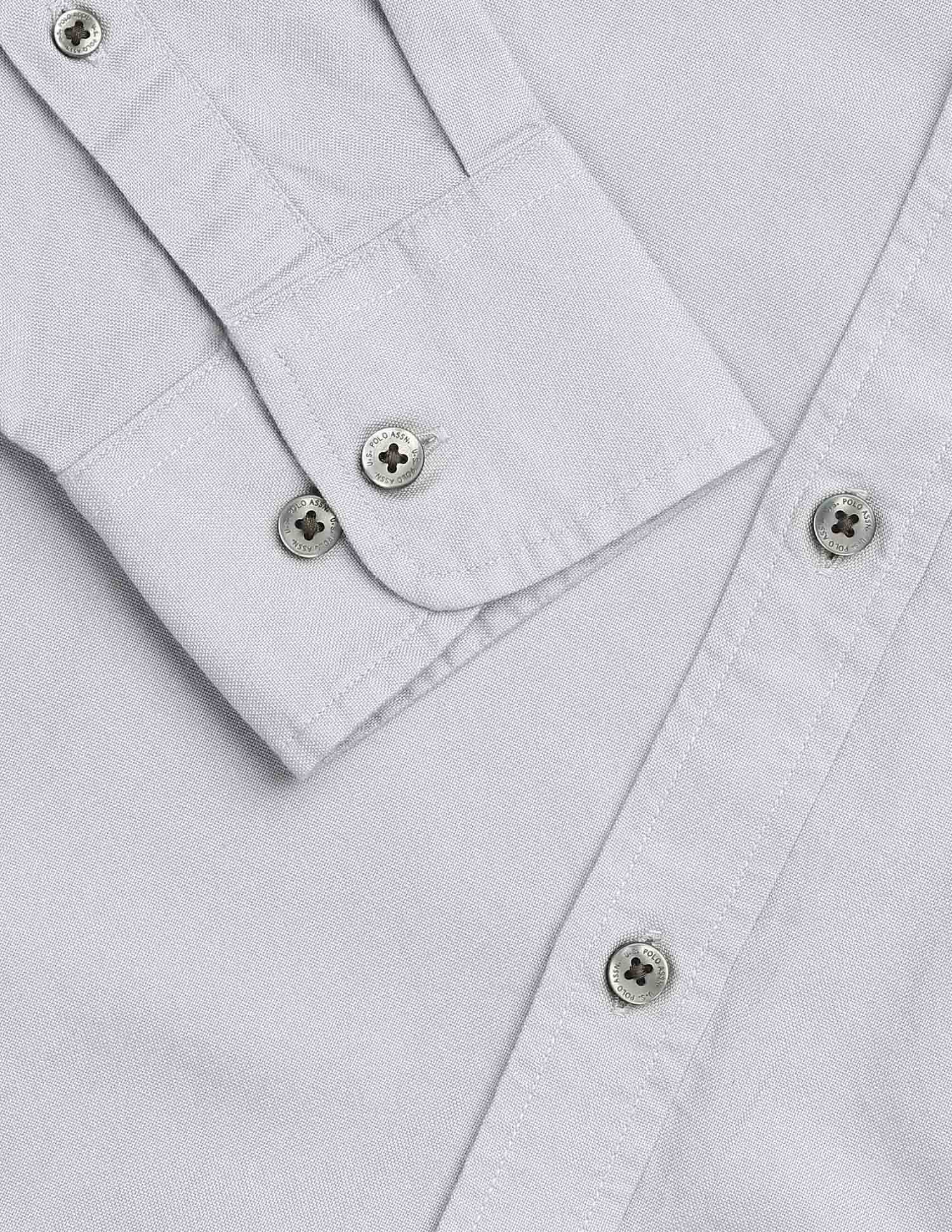 Tailored Fit Oxford Button Down Shirt Light Grey - U.S. Polo Assn. India | Large