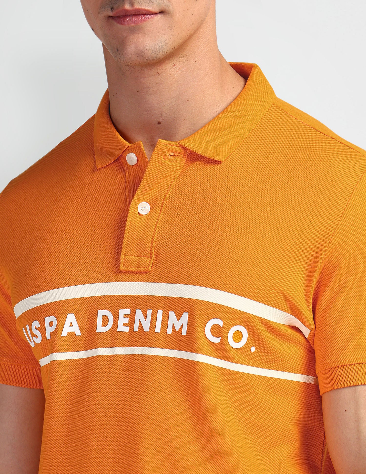 Brand Print Pique Polo Shirt Orange - U.S. Polo Assn. India | Large