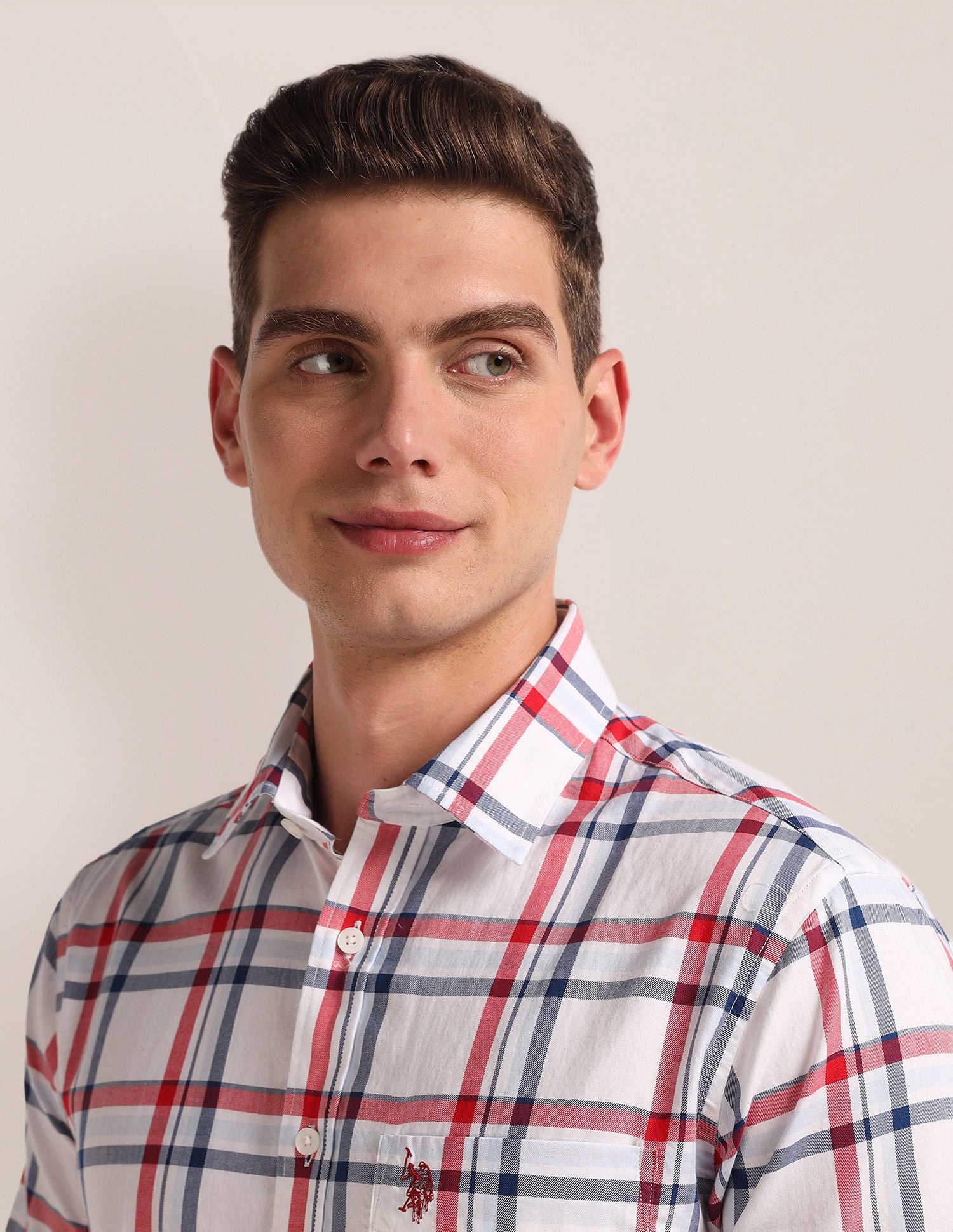 Tartan Check Twill Shirt White - U.S. POLO ASSN. | Large