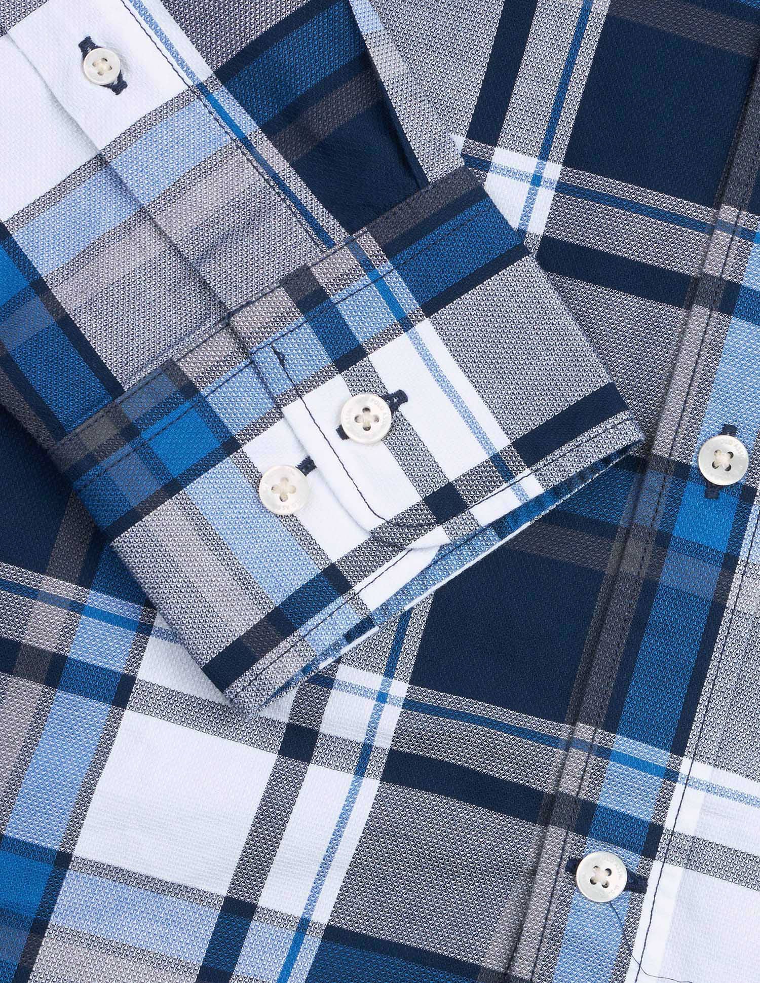 Grid Tattersall Checked Tailored Fit Shirt Navy - U.S. Polo Assn. India | Large