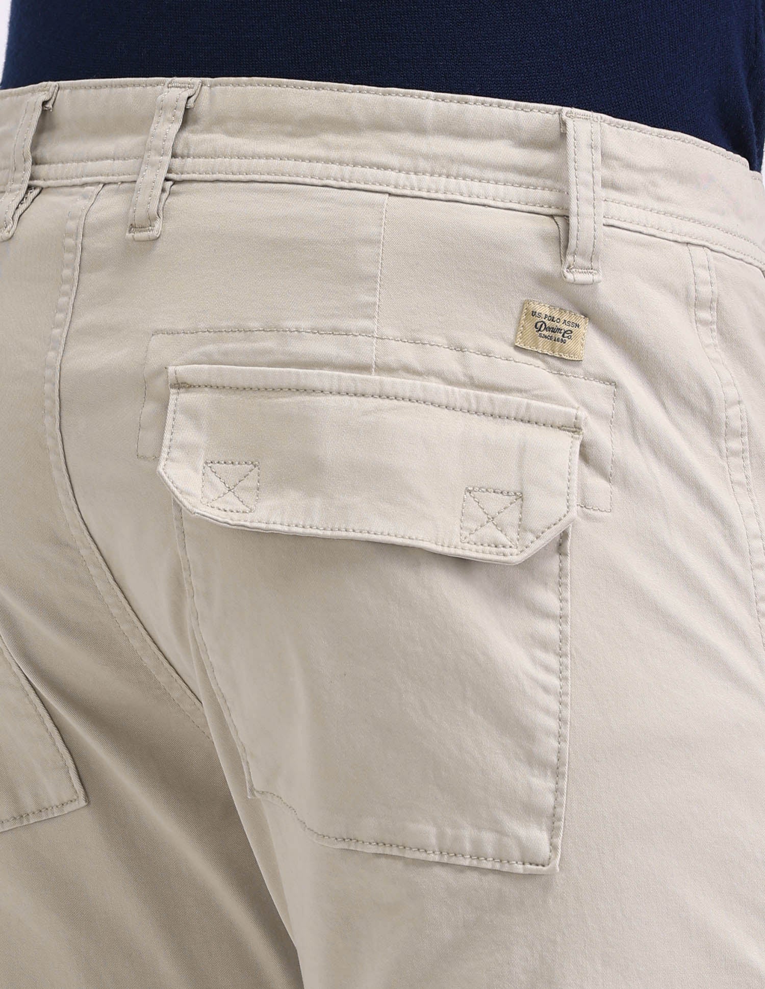 Solid Straight Fit Trousers Stone - U.S. Polo Assn. India | Large