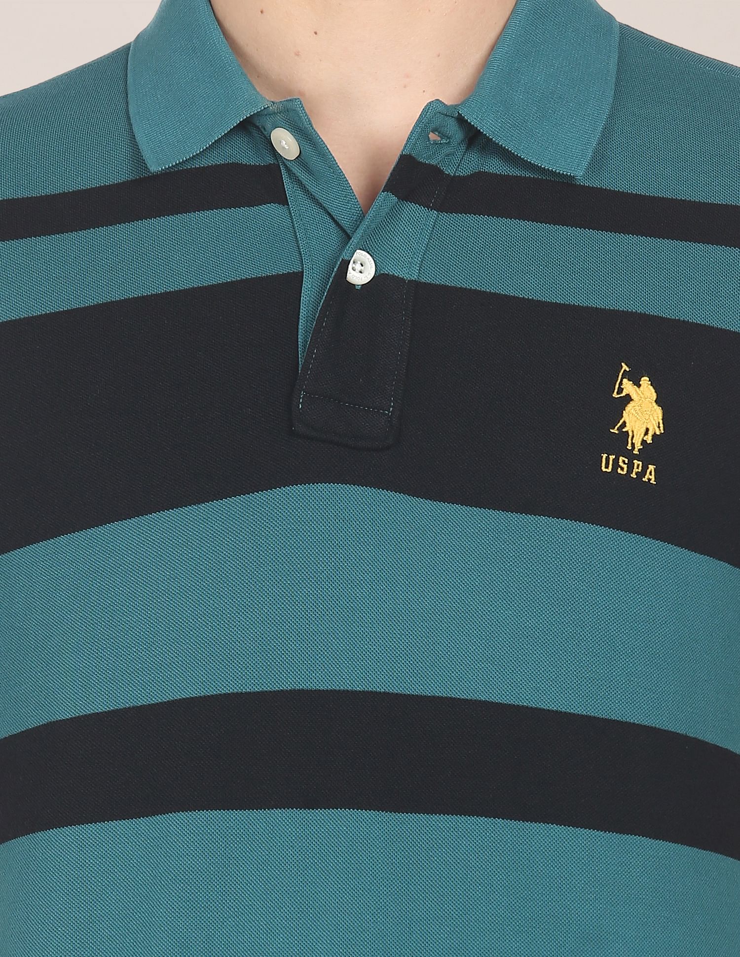 Cotton Striped Polo Shirt Teal - U.S. POLO ASSN. | Large