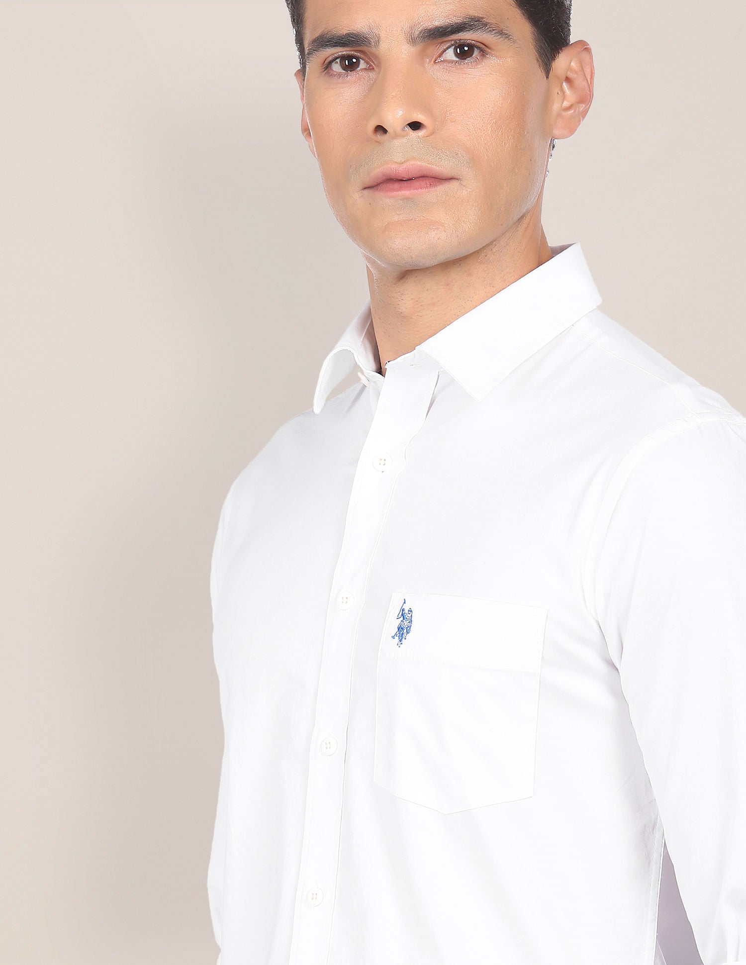 Slim Fit Solid Casual Shirt White - U.S. POLO ASSN. | Large