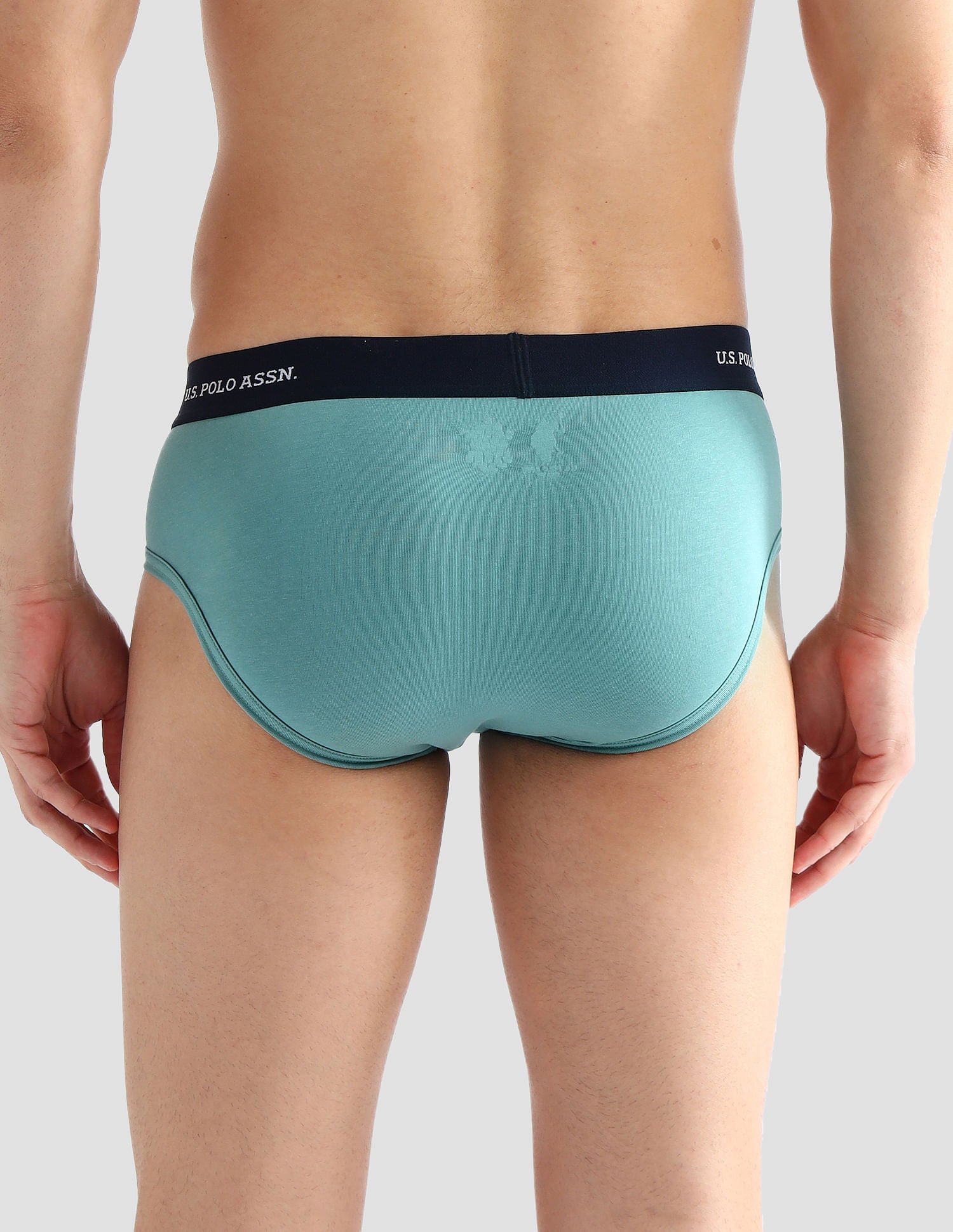 Elasticized Waist Solid OEB13 Briefs - Pack Of 3 Green, Brown and Blue - U.S. POLO ASSN. | Large