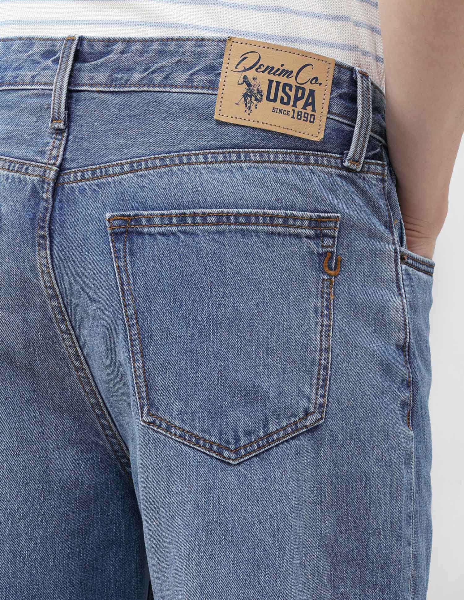 Logan Loose Straight Fit Blue Jeans Mid Blue - U.S. Polo Assn. India | Large