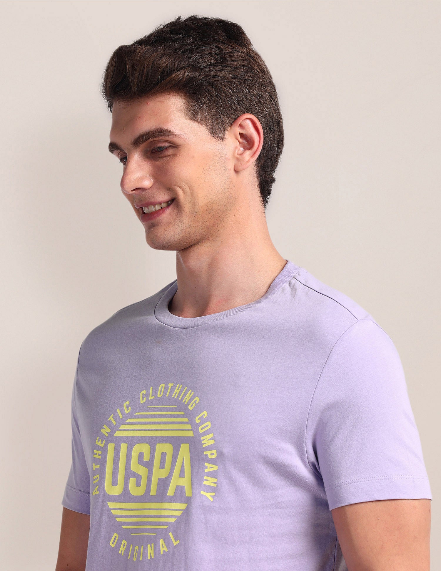 Brand Print Slim Fit T-Shirt Purple - U.S. Polo Assn. India | Large
