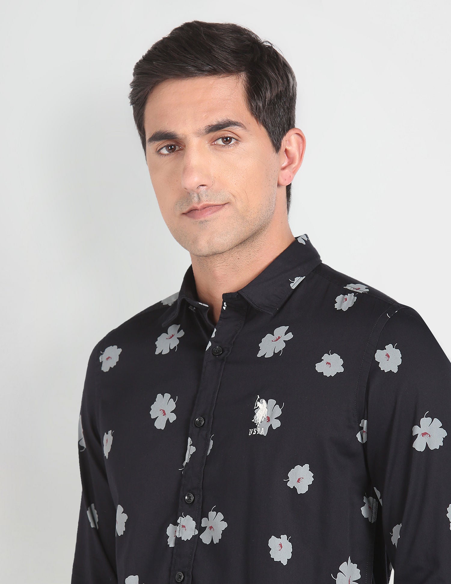 Floral Print Twill Shirt Black - U.S. Polo Assn. India | Large