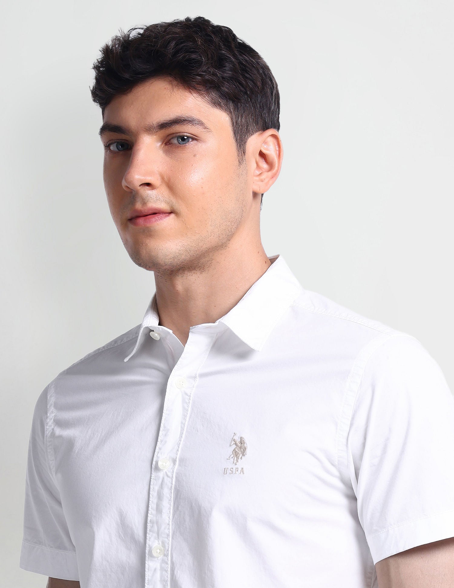 Short Sleeve Cotton Shirt White - U.S. Polo Assn. India | Large