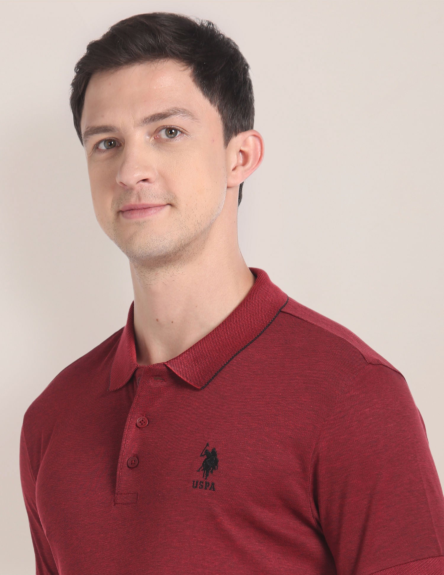 Heathered Logo Polo Shirt Red - U.S. Polo Assn. India | Large