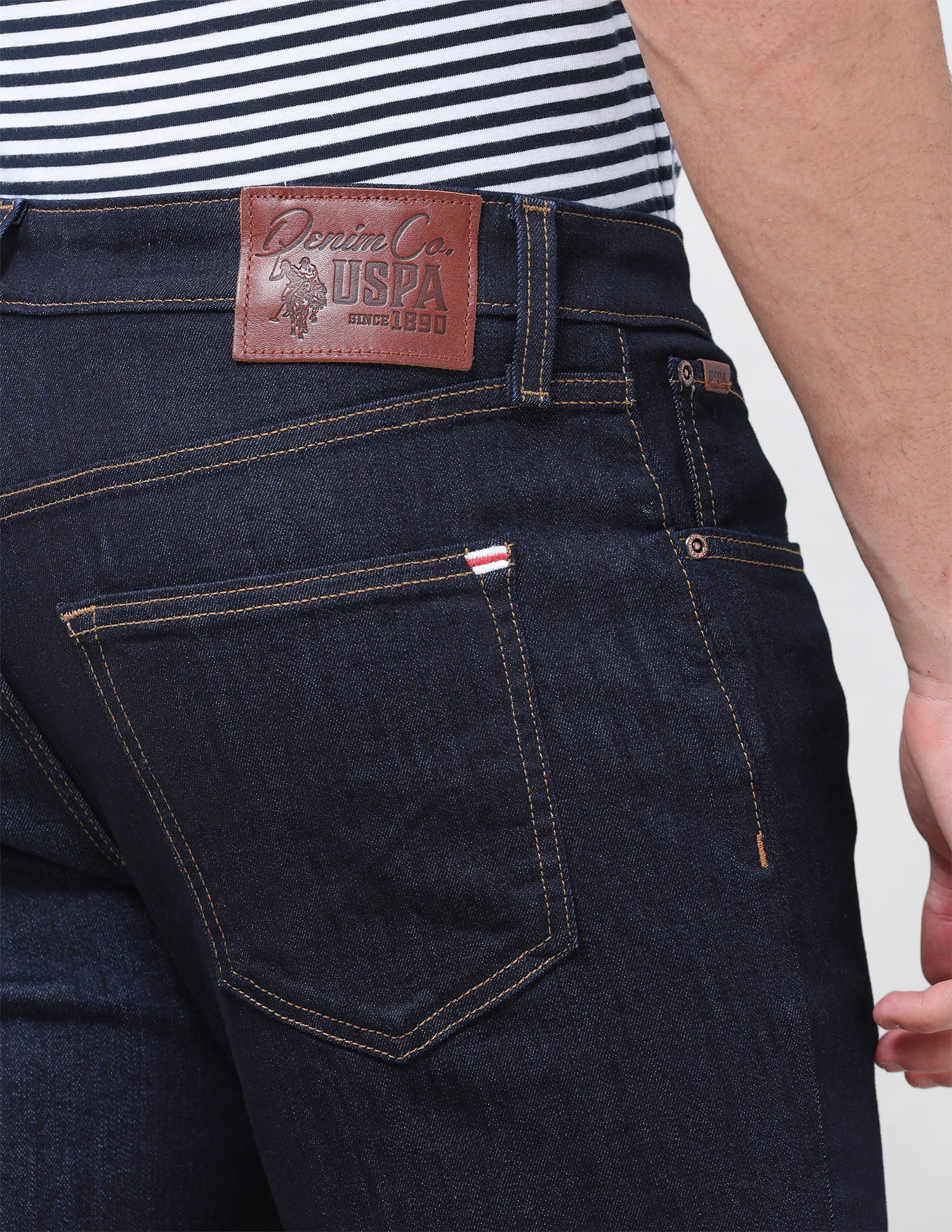 Pacho X Harold Slim Straight Fit Blue Jeans Mid Blue - U.S. Polo Assn. India | Large