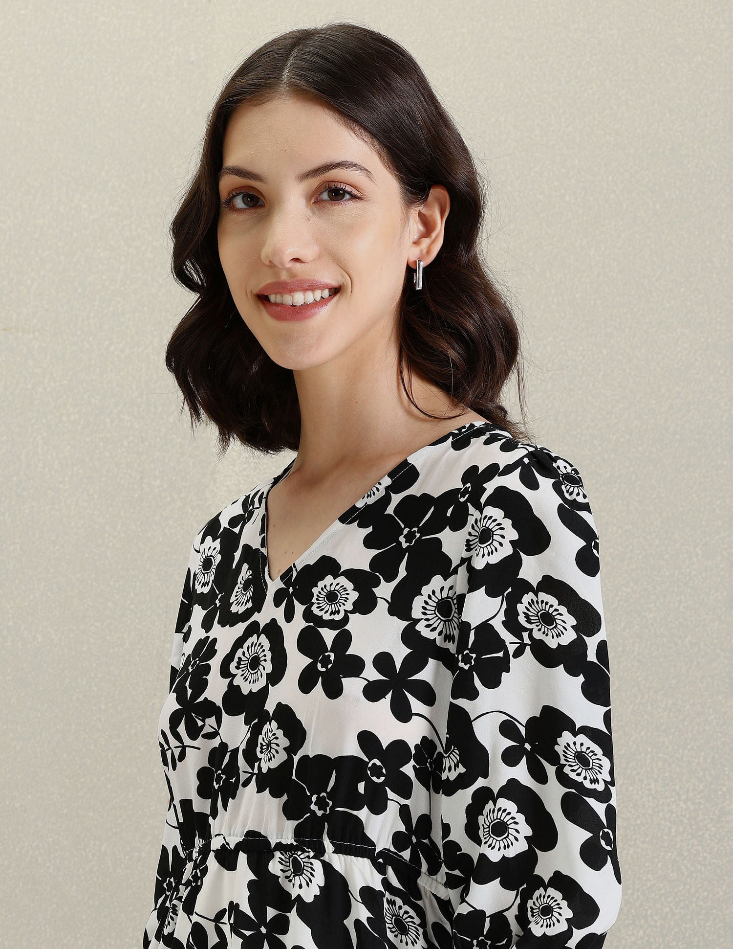 V-Neck Floral Print Dress Black - U.S. POLO ASSN. | Large