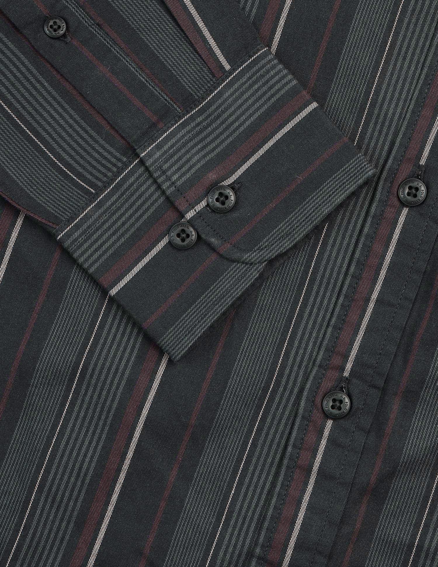 Tailored Fit Vertical Striped Shirt Black - U.S. POLO ASSN. | Large