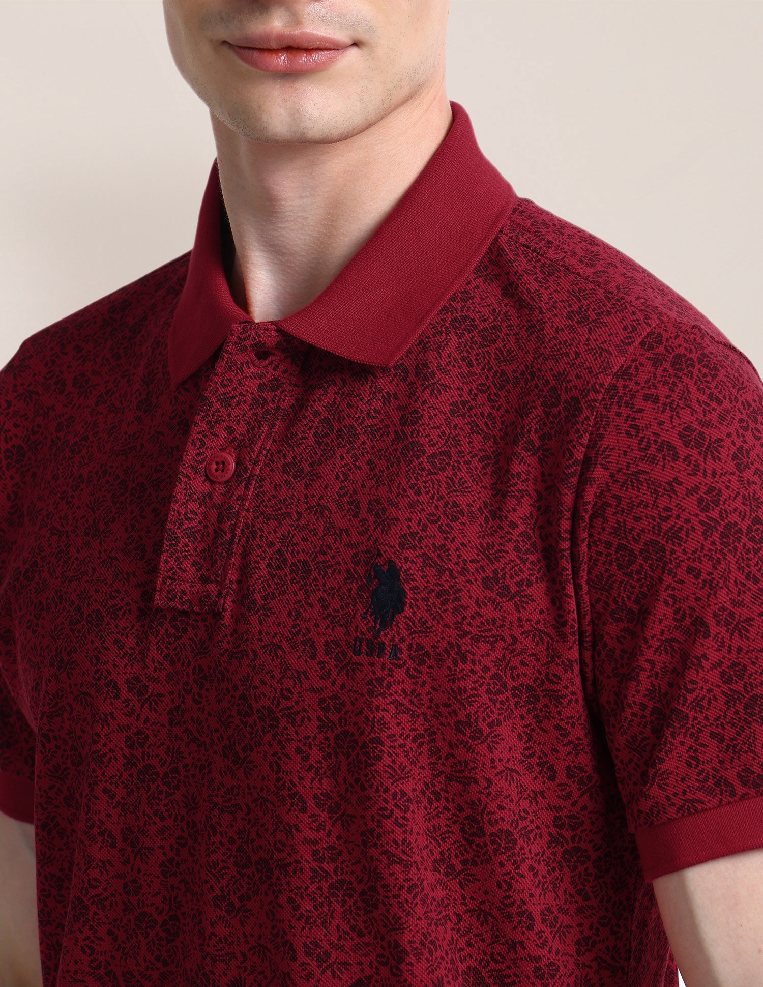 Floral Slim Fit Polo Shirt Red - U.S. POLO ASSN. | Large
