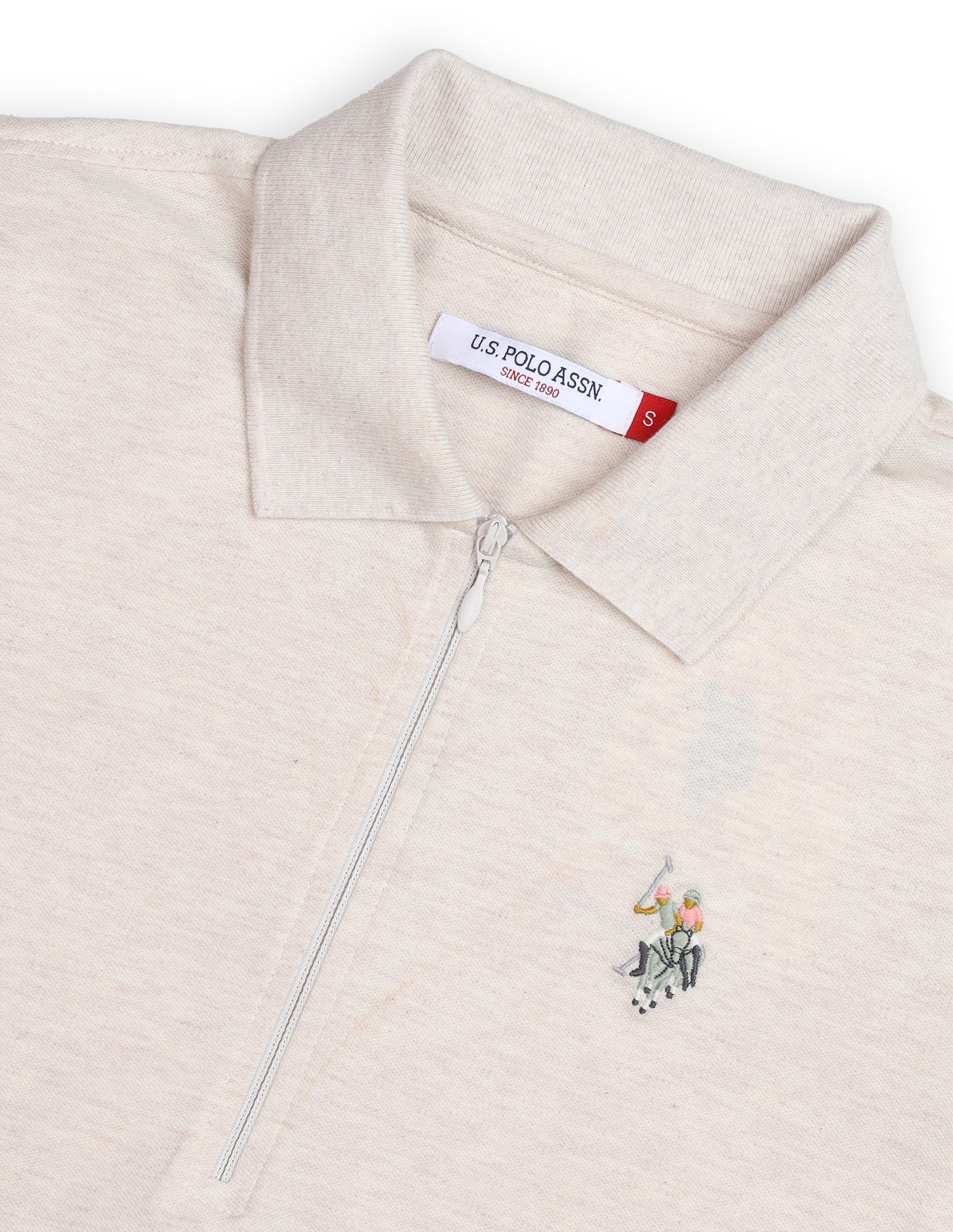 Heathered Regular Fit Polo Shirt Beige - U.S. Polo Assn. India | Large