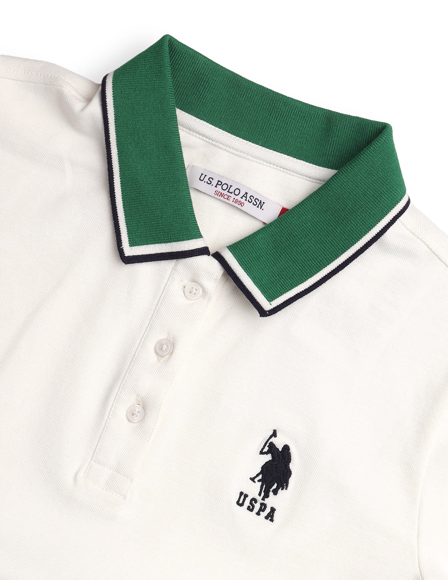 Regular Fit Contrast Collar Polo Shirt White - U.S. Polo Assn. India | Large